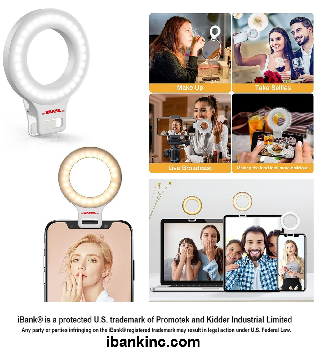 iBank ® Professional Clip On Rechargeable Selfie Ring Light for Phone, Laptop with 60 LEDs. Free Shi 3