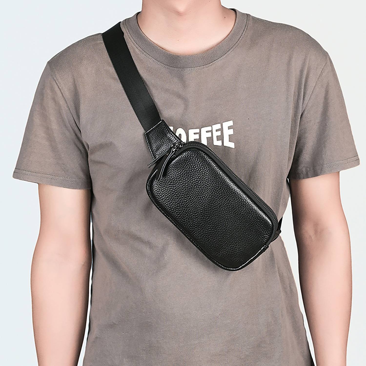 Men'S Genuine Leather Adjustable Waist Bag 6