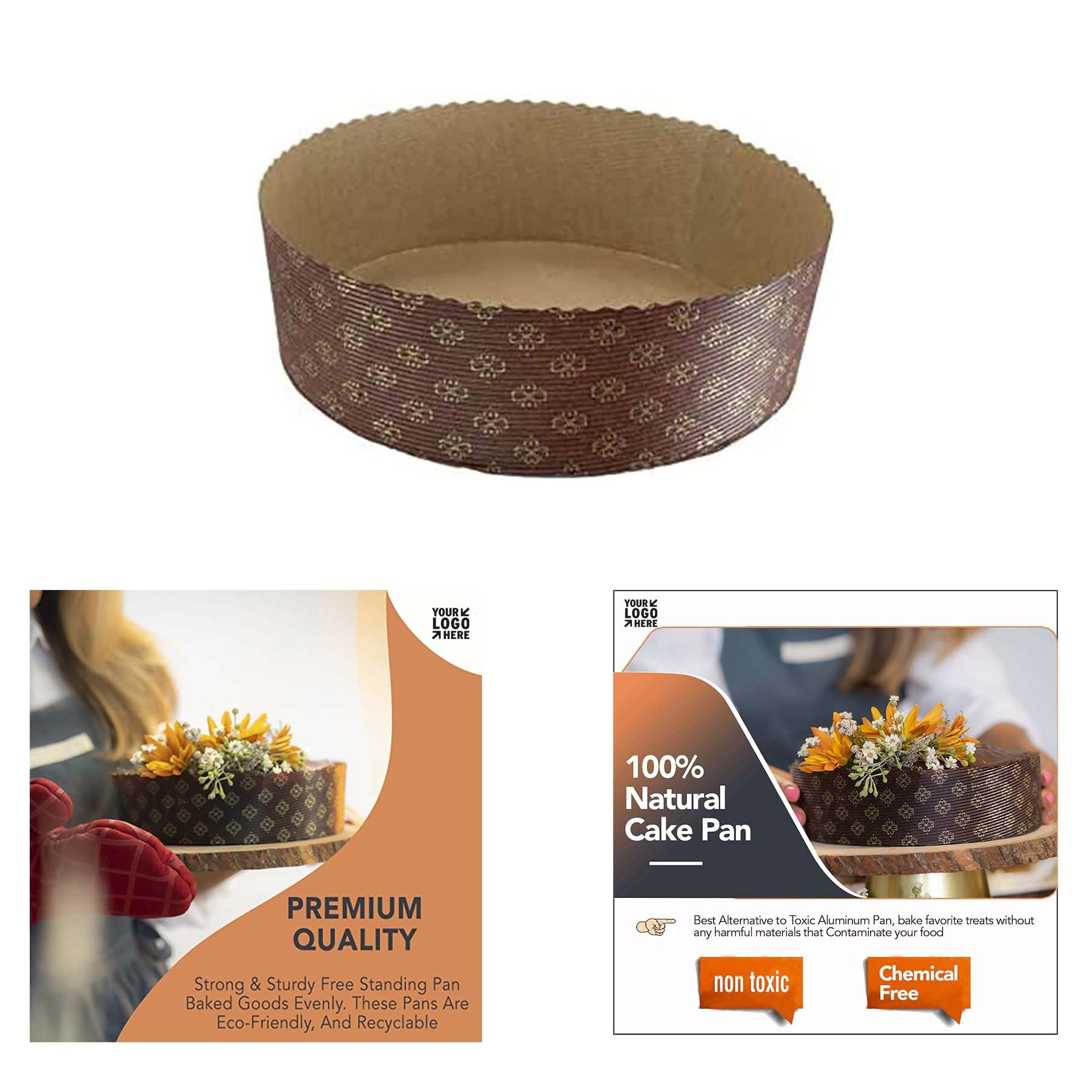 8-5/8" x 2-3/4" Round Paper Nonstick Baking Pan 3