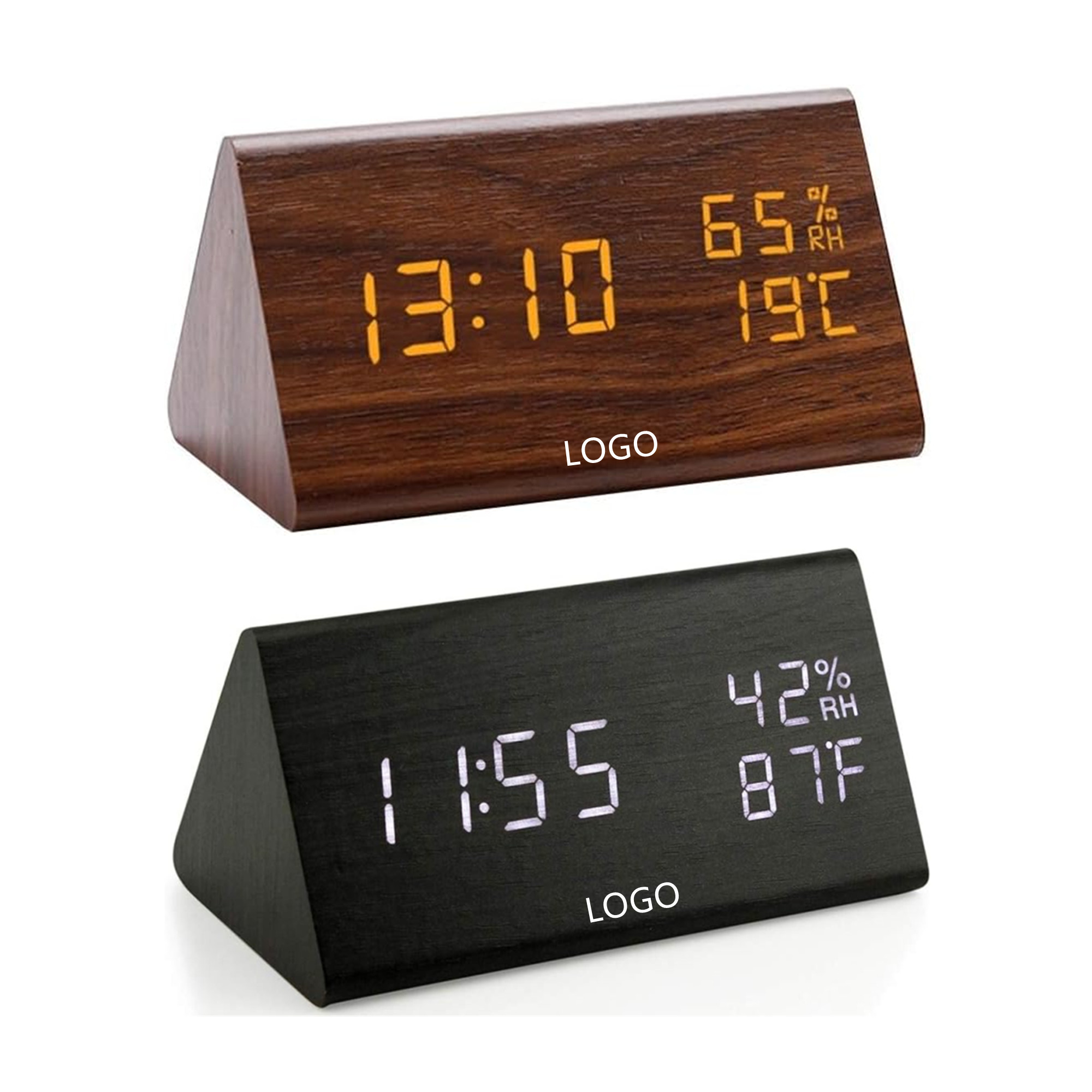 Wooden Digital Alarm Clock With LED Time Display