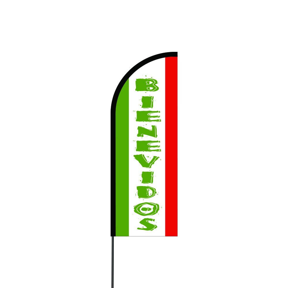 Bienvenidos Flag Kit 14' Feet Feather Flag Sign Outdoor Banner 1