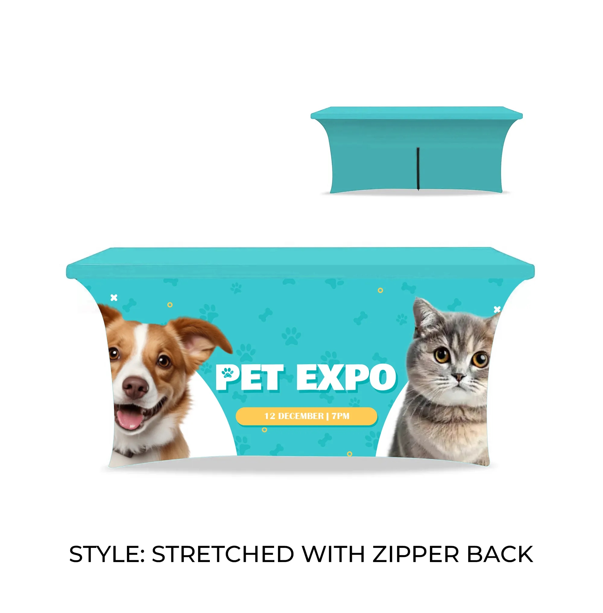 4' Table Cover Stretched Throw w/ Zippered Back 3