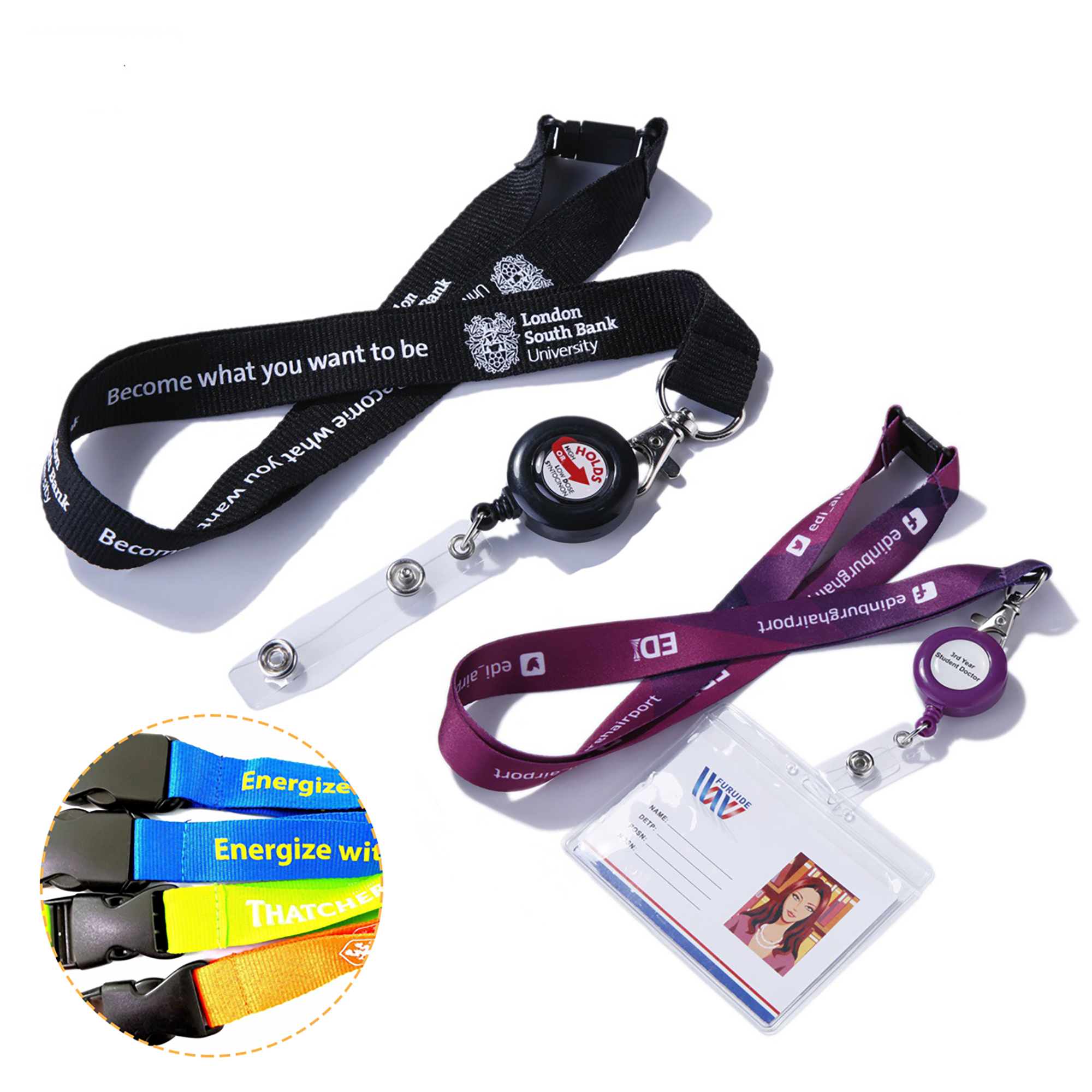 Polyester Badge Reel Lanyard Combo w/ Safety Breakaway 5