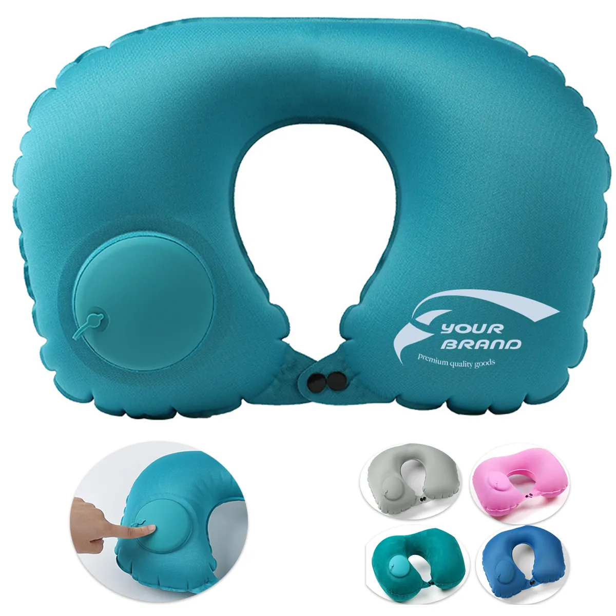 Inflatable Travel Neck Pillow U-Shape Headrest w/ Air Valve 1