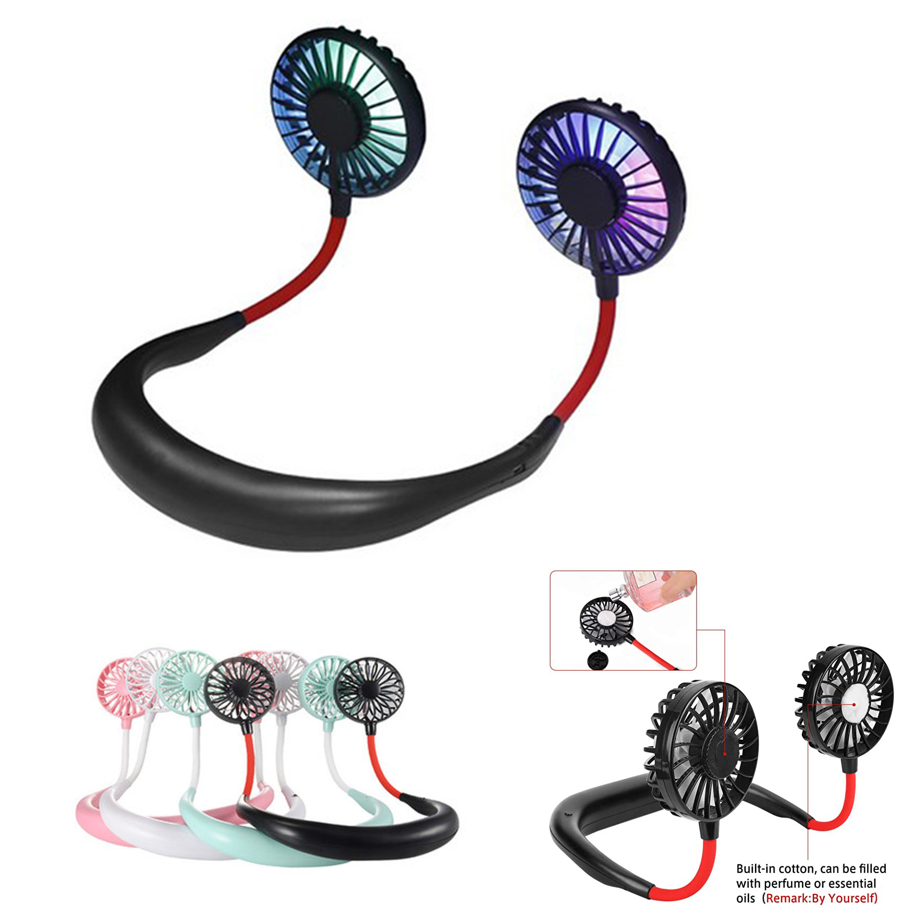 USB Rechargeable Neckband Portable Fan 1