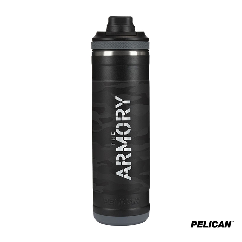 Pelican Pacific™ Chug 26 oz. Recycled Double Wall Stainless Steel Black Camo Water Bottle 17