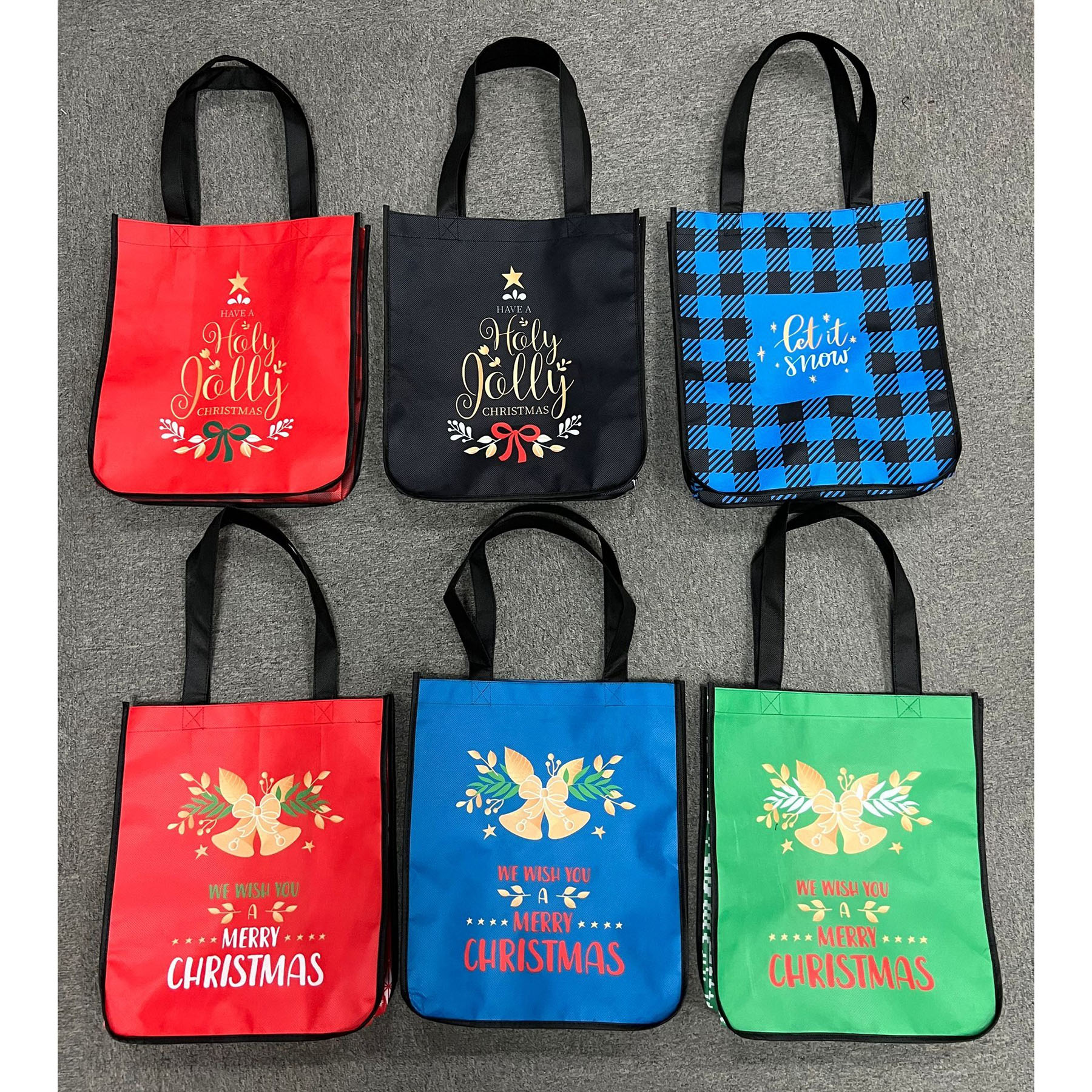 Free Shipping Christmas Design Gusset Laminated Tote Bag 33