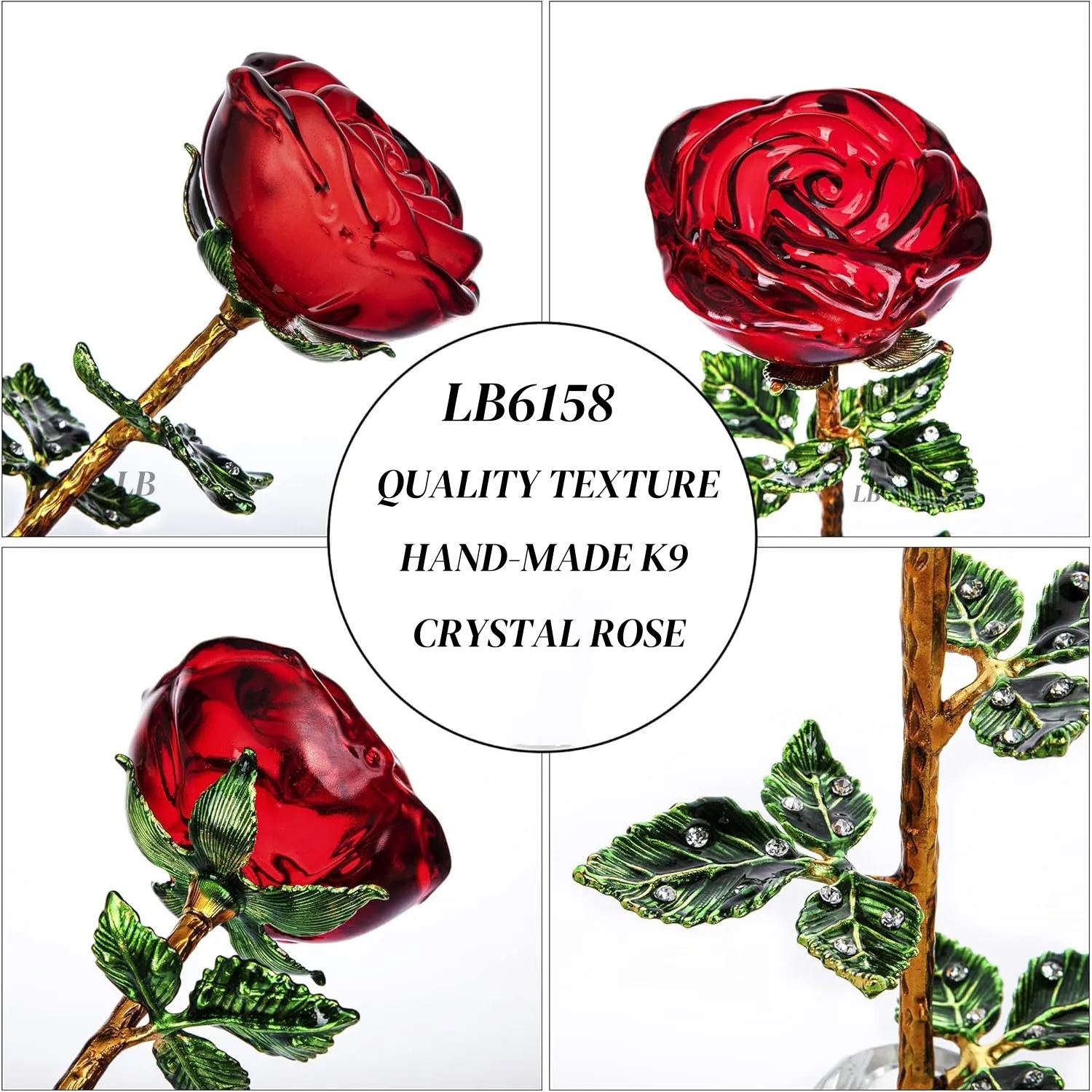Long Stem Crystal Rose with Vase Romantic Gifts for Her 8