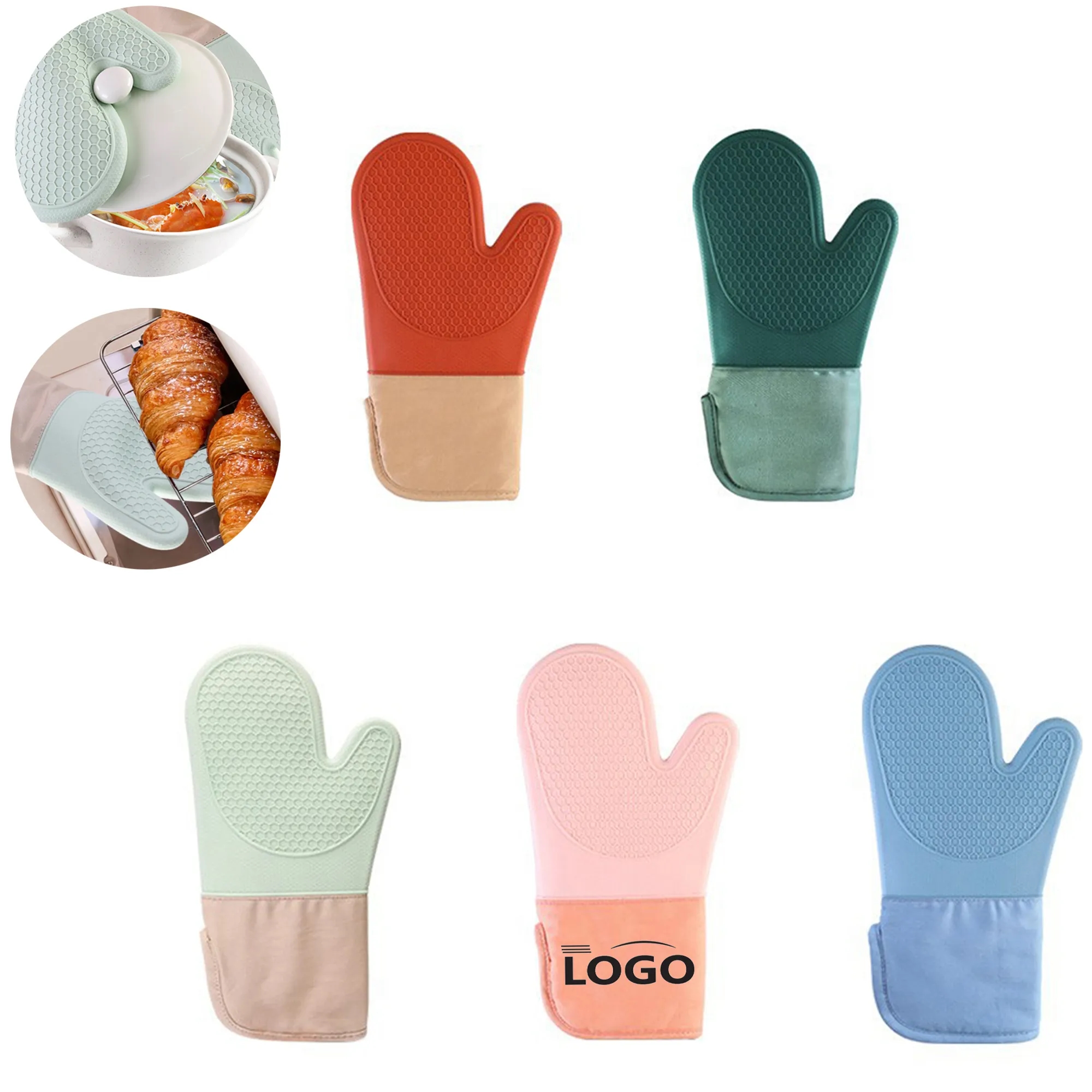 Thickened Lengthened Silicone Oven Mitt 3