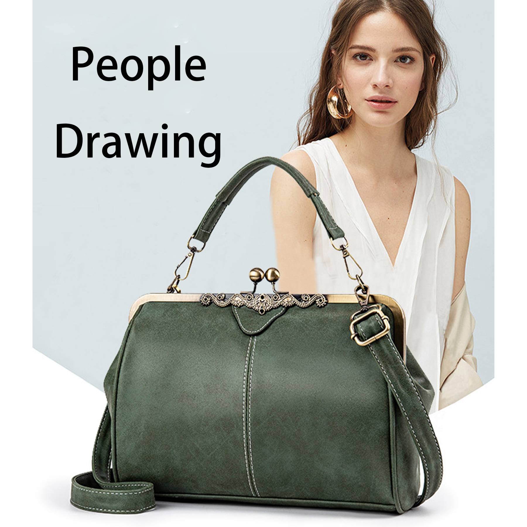 PU Leather Matte British Vintage Messenger Tote Bag 12