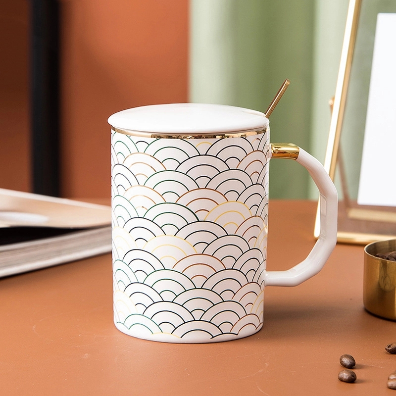 Custom 12 oz Ceramic Cup with Lid and Spoon 3