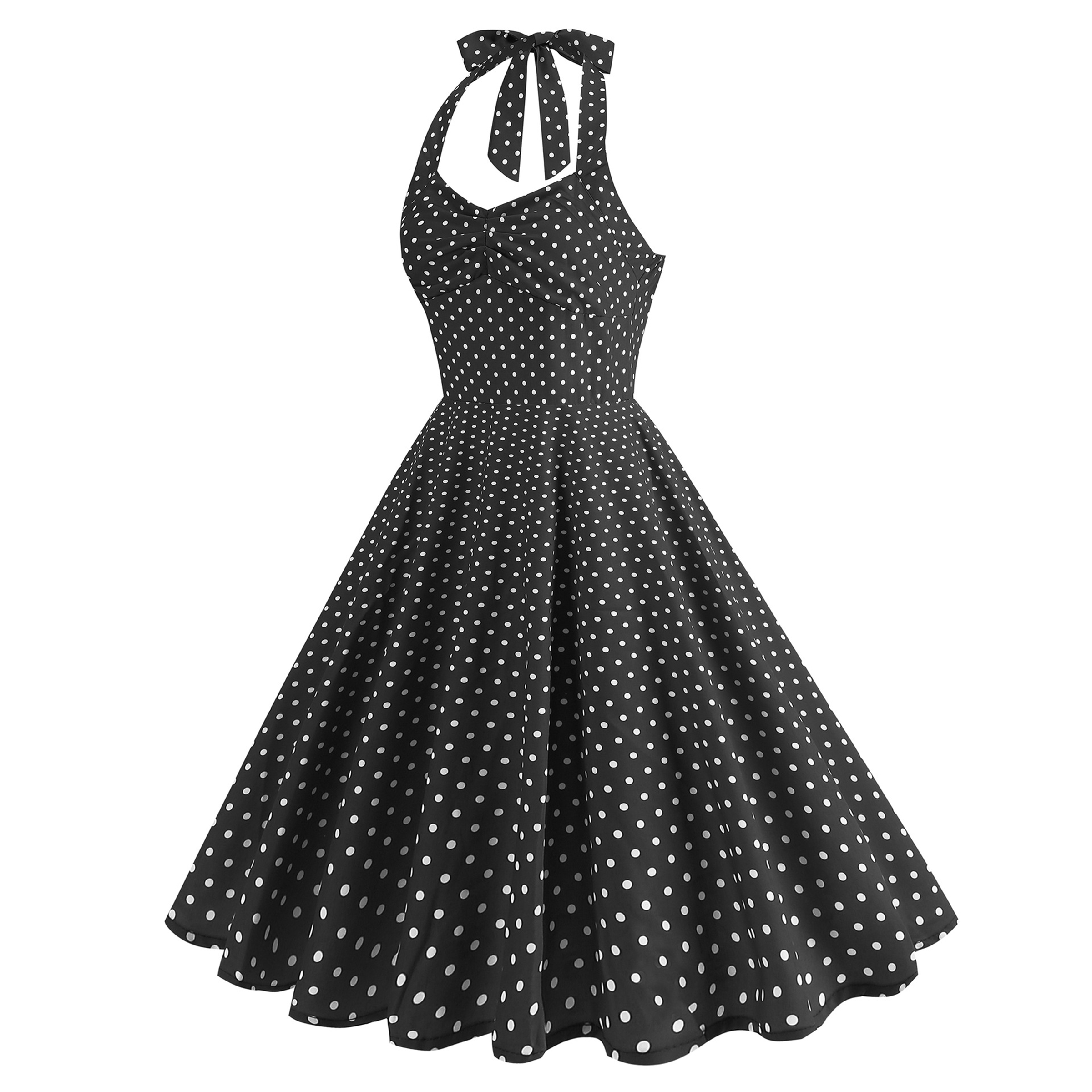 Polyester High Waisted Waist Cinched Neck Hanging Dress 4
