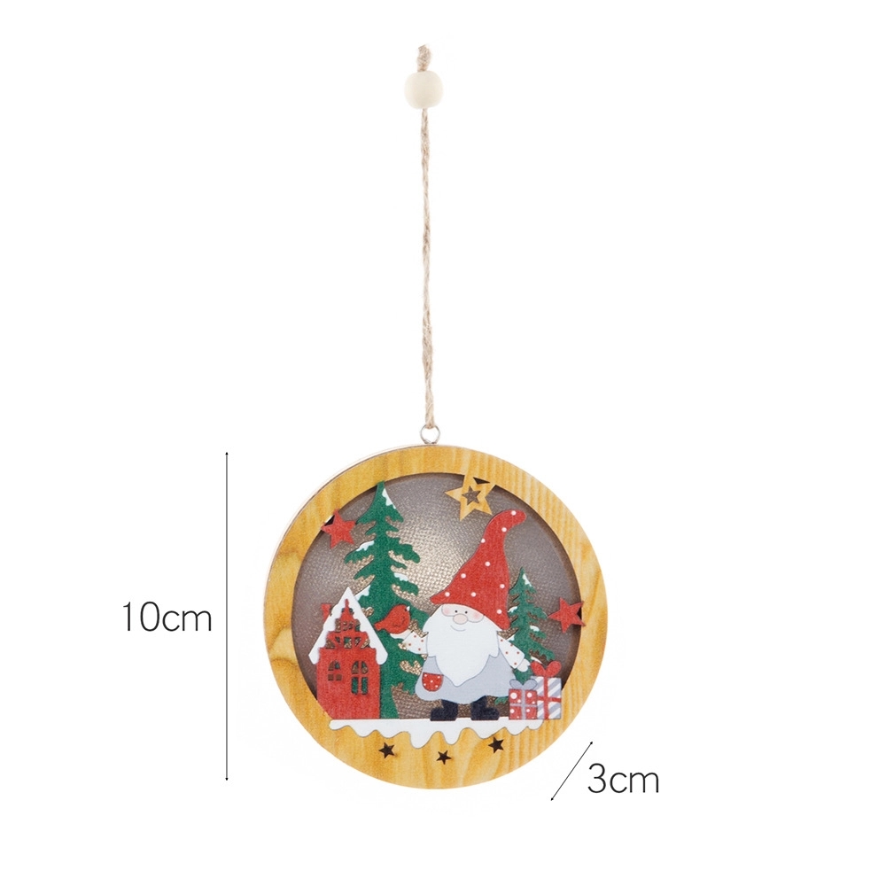 Christmas Wood Cutouts Pendants With Led Lights 8