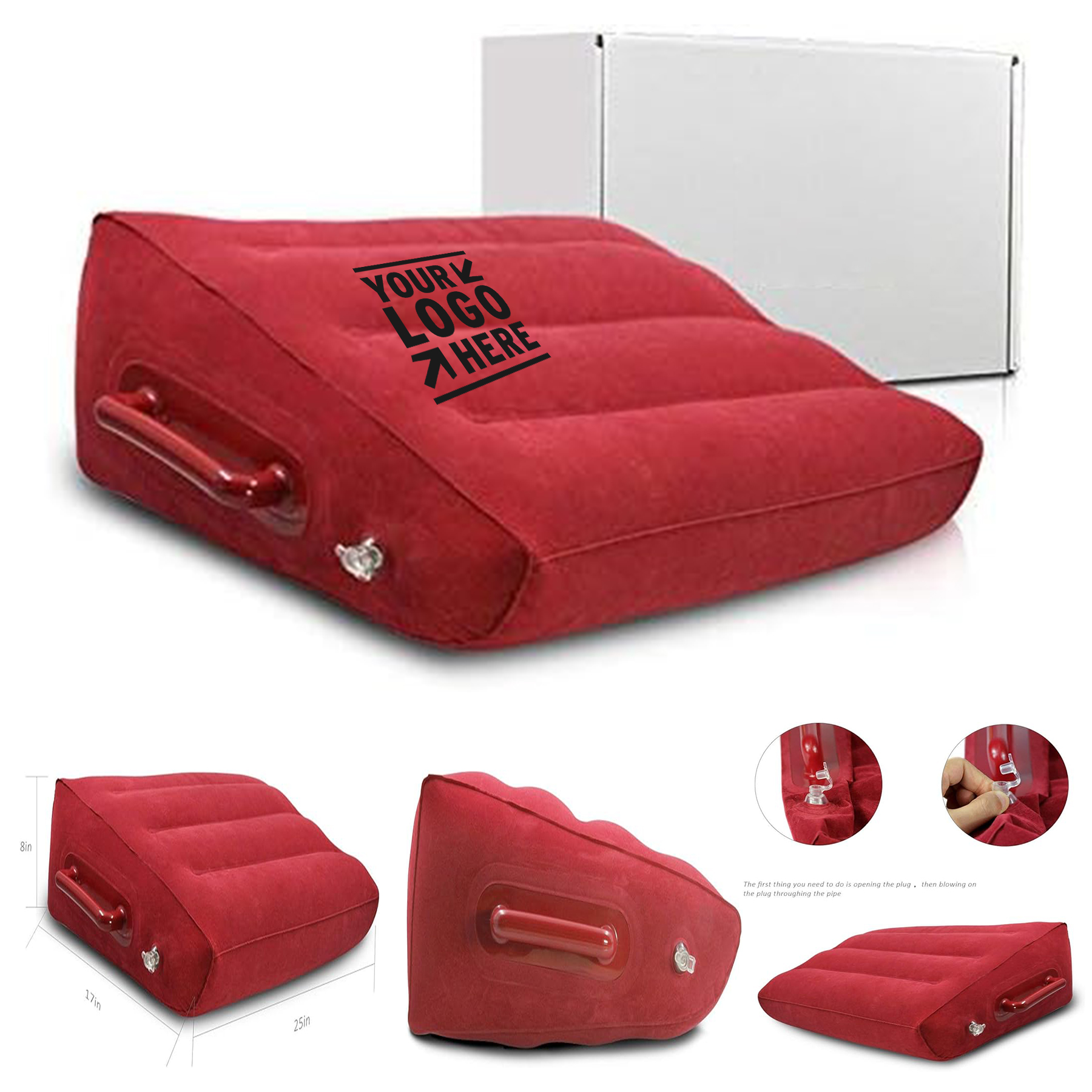 Wedge Shape Inflatable Portable Pack Sack With Handles Compressible Travel Pillow 2