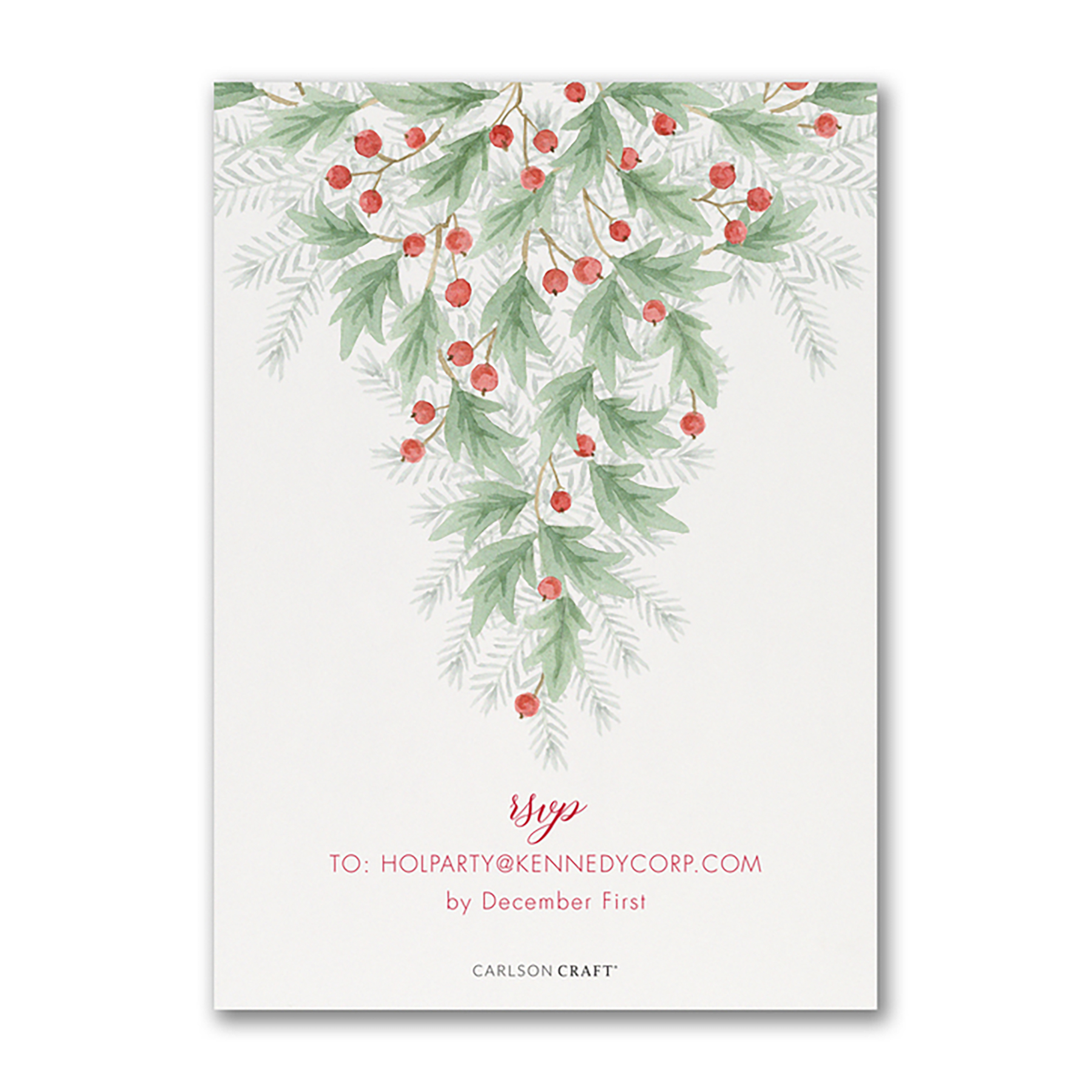 Watercolor Christmas Holly Event Invitation 3