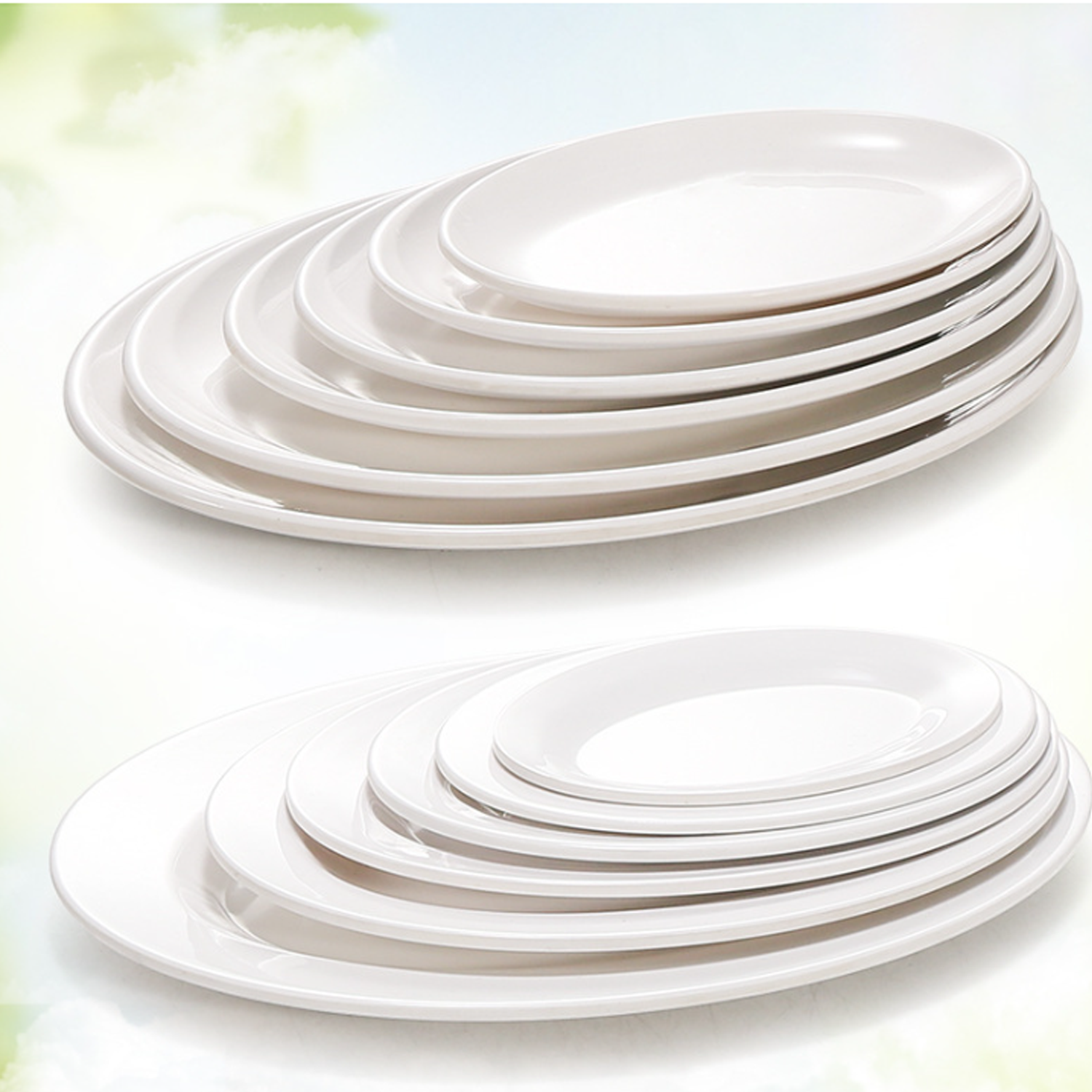 Melamine White Plate Oval Plastic Dish 4