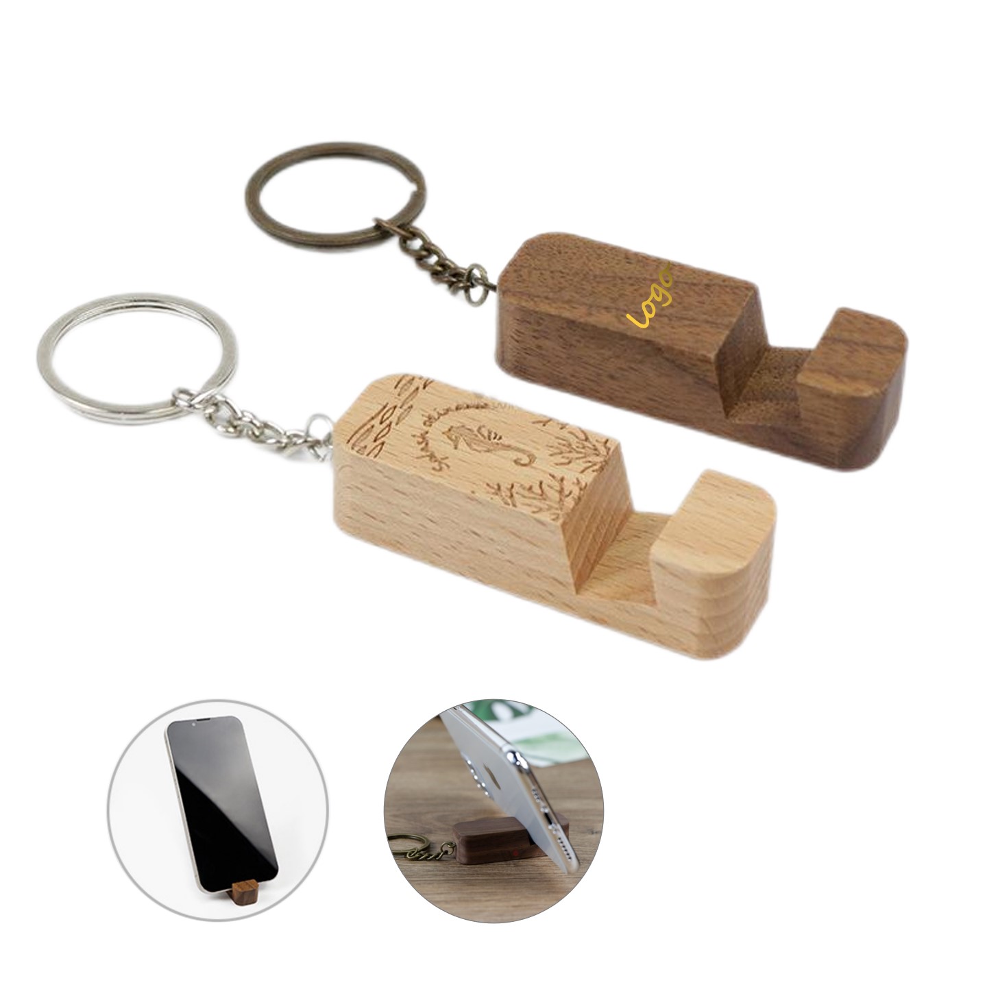 Wood Phone Stand Keychain 2