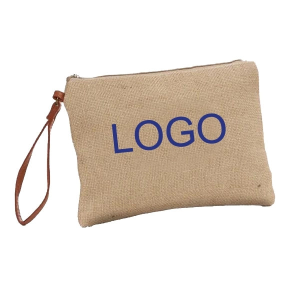 Jute Cosmetic Bag Zipper Pouch 2