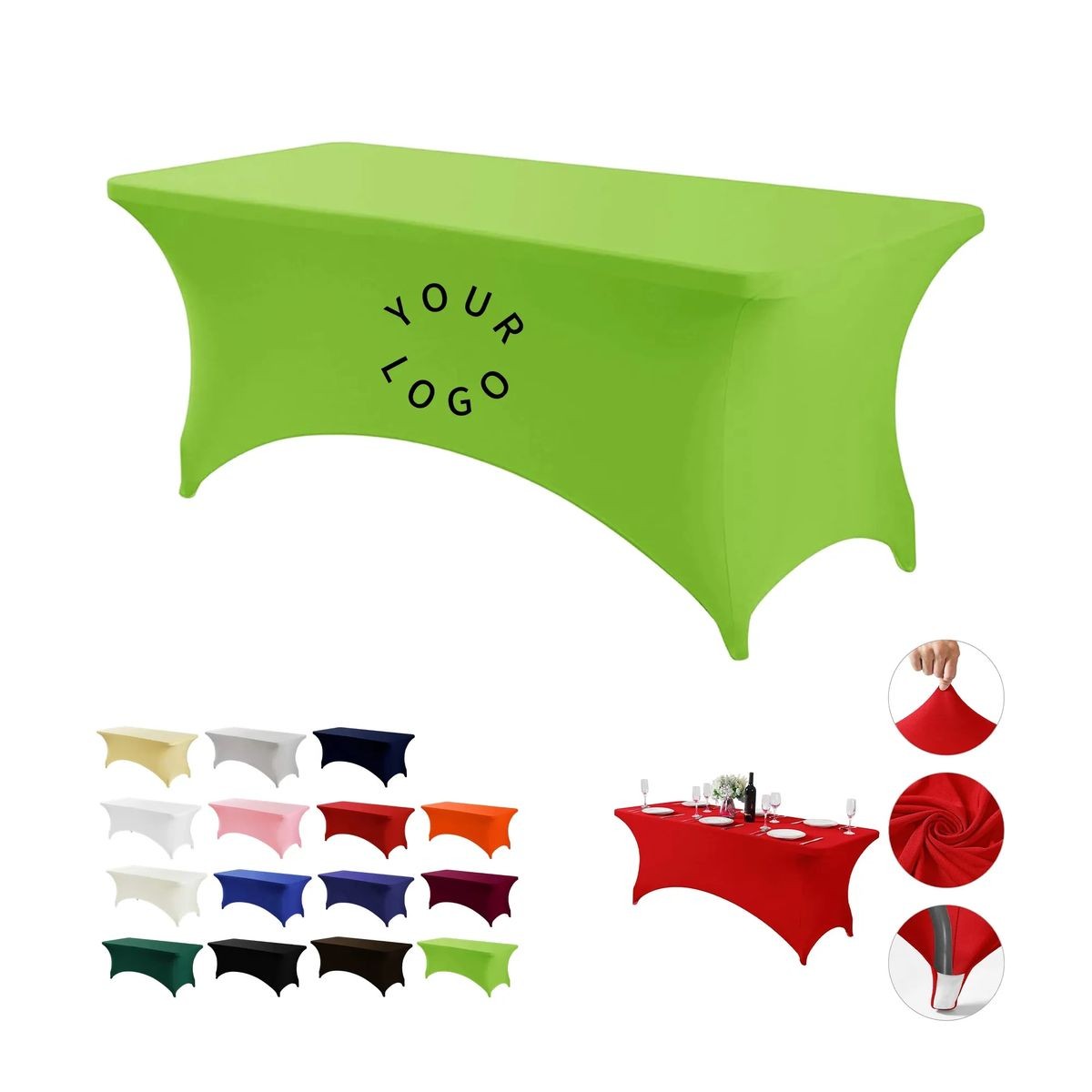 Fitted Polyester Tablecloth for Standard 6 Foot Tables 2