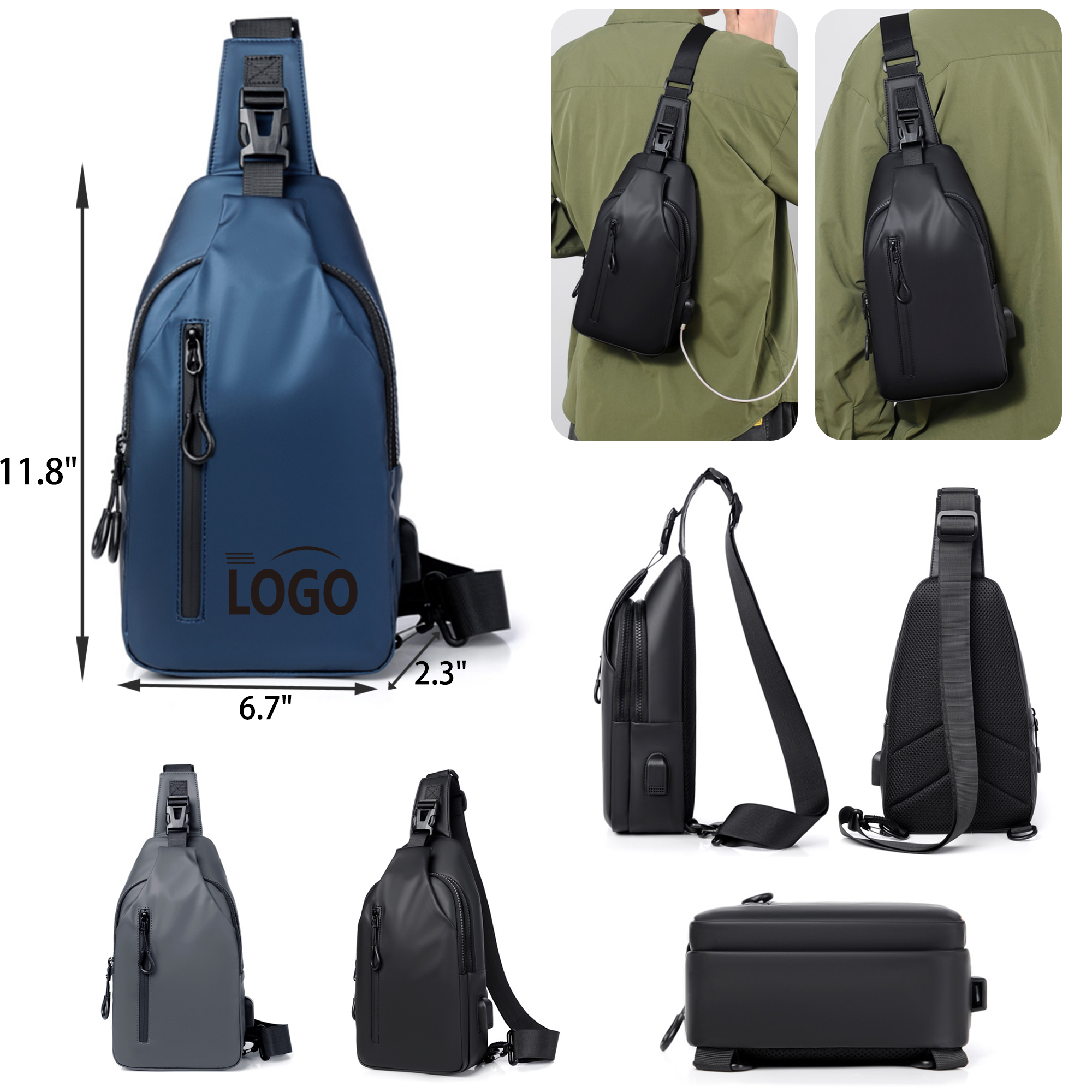 MOQ 50 PCS Stylish Outdoor Shoulder Messenger Bag 6