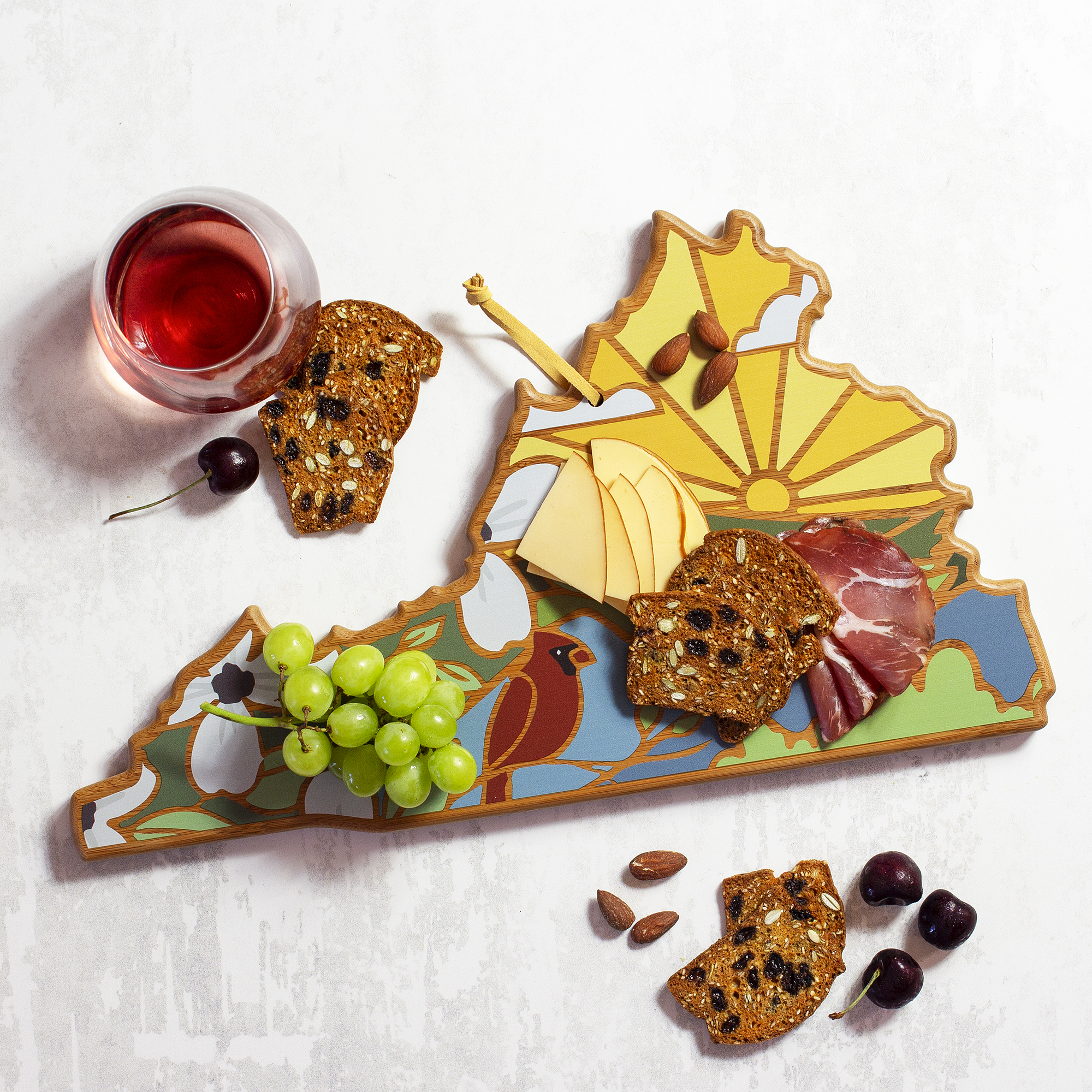 Virginia State Shaped Serving and Cutting Board with Artwork by Summer Stokes 4
