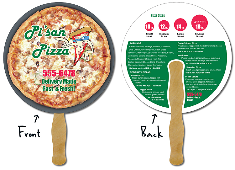 Delivery Hand Fan - 8.5 Inch Diameter Circle Laminated - 14 pt. 2
