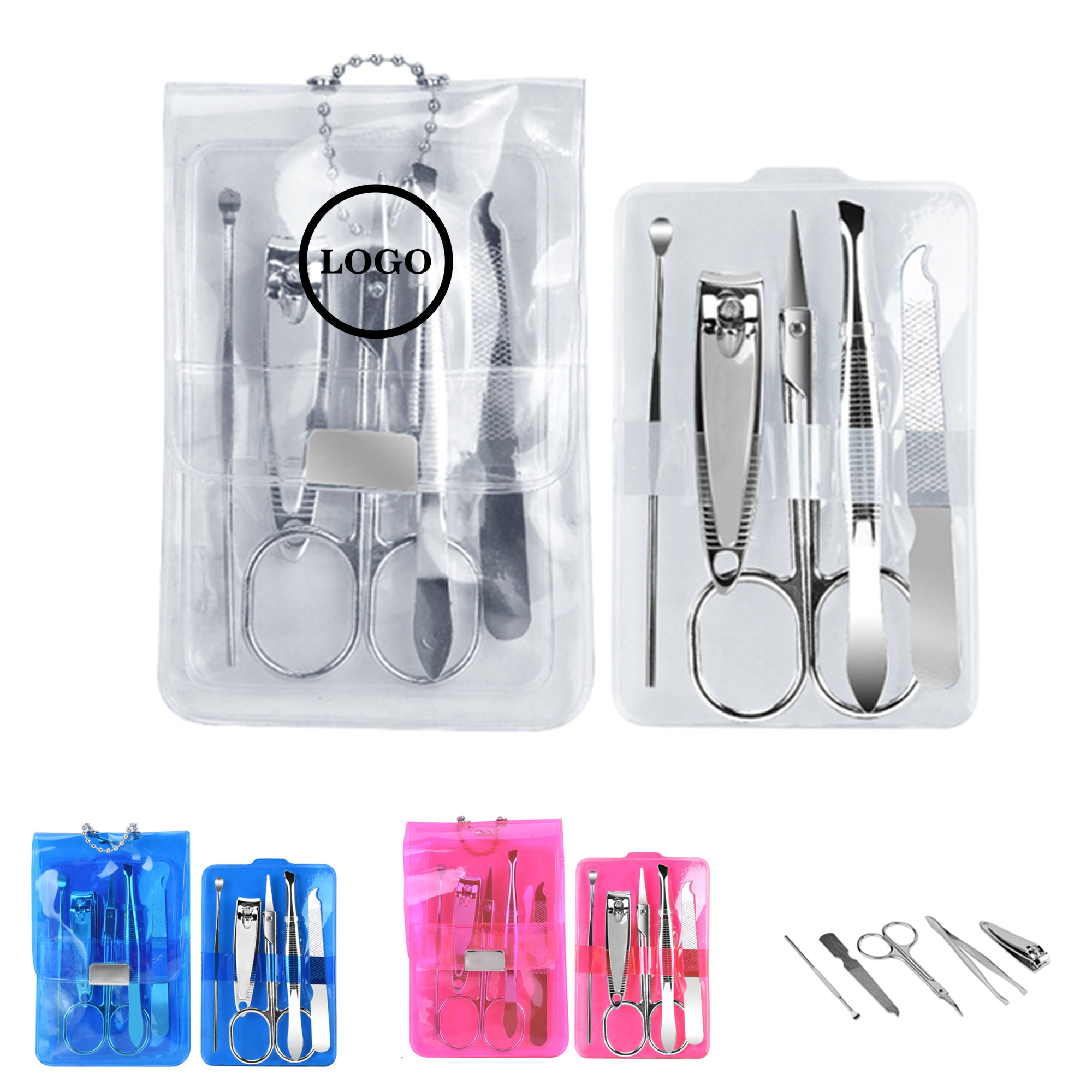 Compact 5-Piece Manicure Set with Bead Chain 1