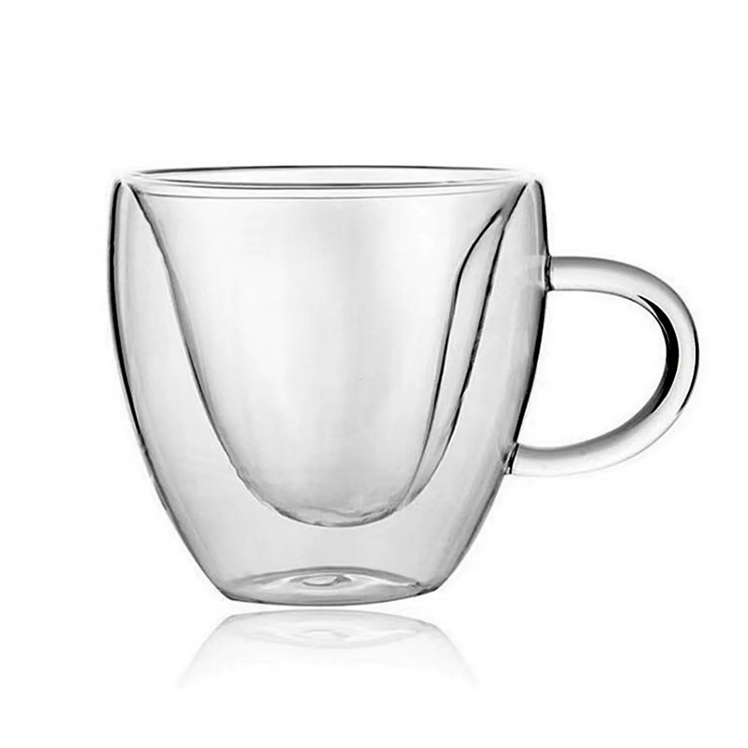 Double Walled Insulated Glass Coffee Mugs with handle 5