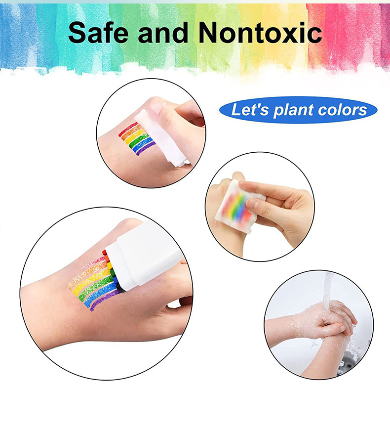 6 Colors Rainbow Stripe Face Body Paint for Celebration party 5