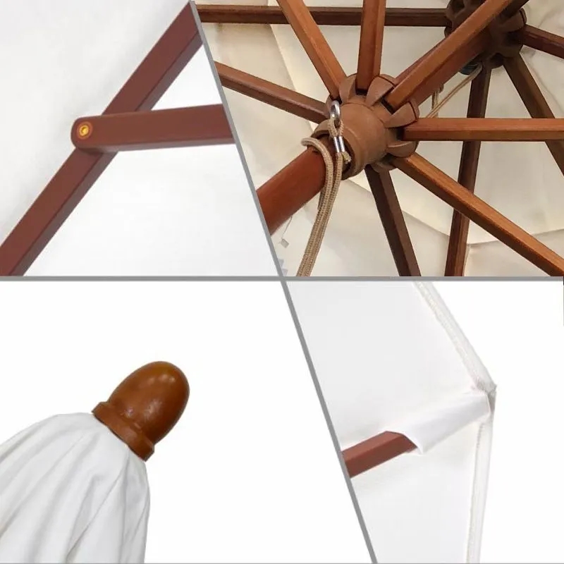 Commercial Market Umbrella-8'X8' 4 Panels Wood Pole 8
