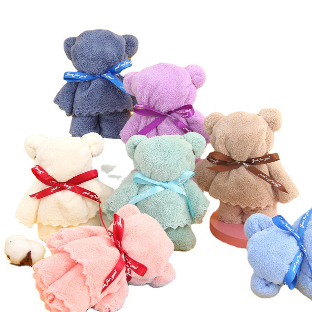 Coral velvet bear towel 7