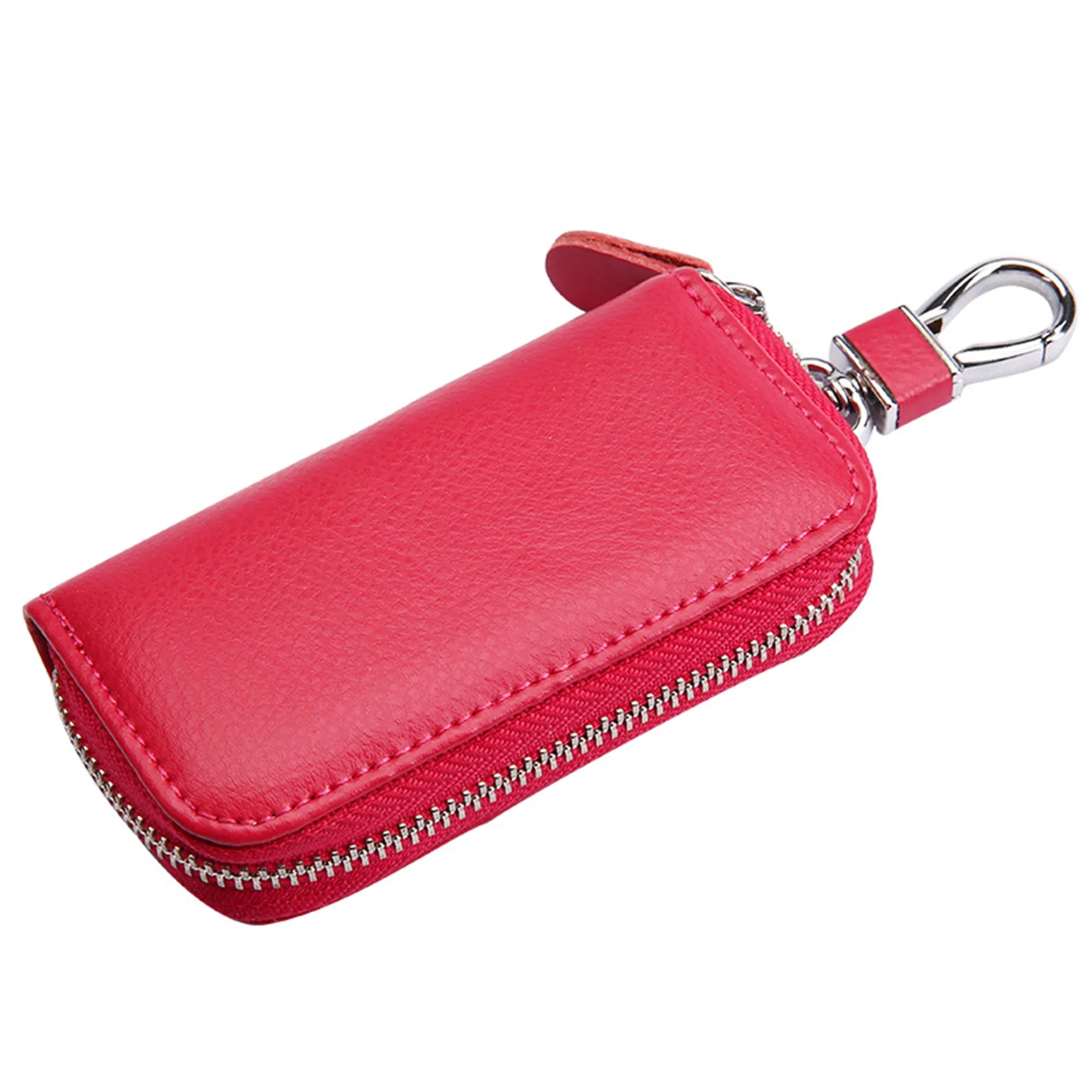 Leather Key Fob With Secure Zip Closure And Card Storage 4