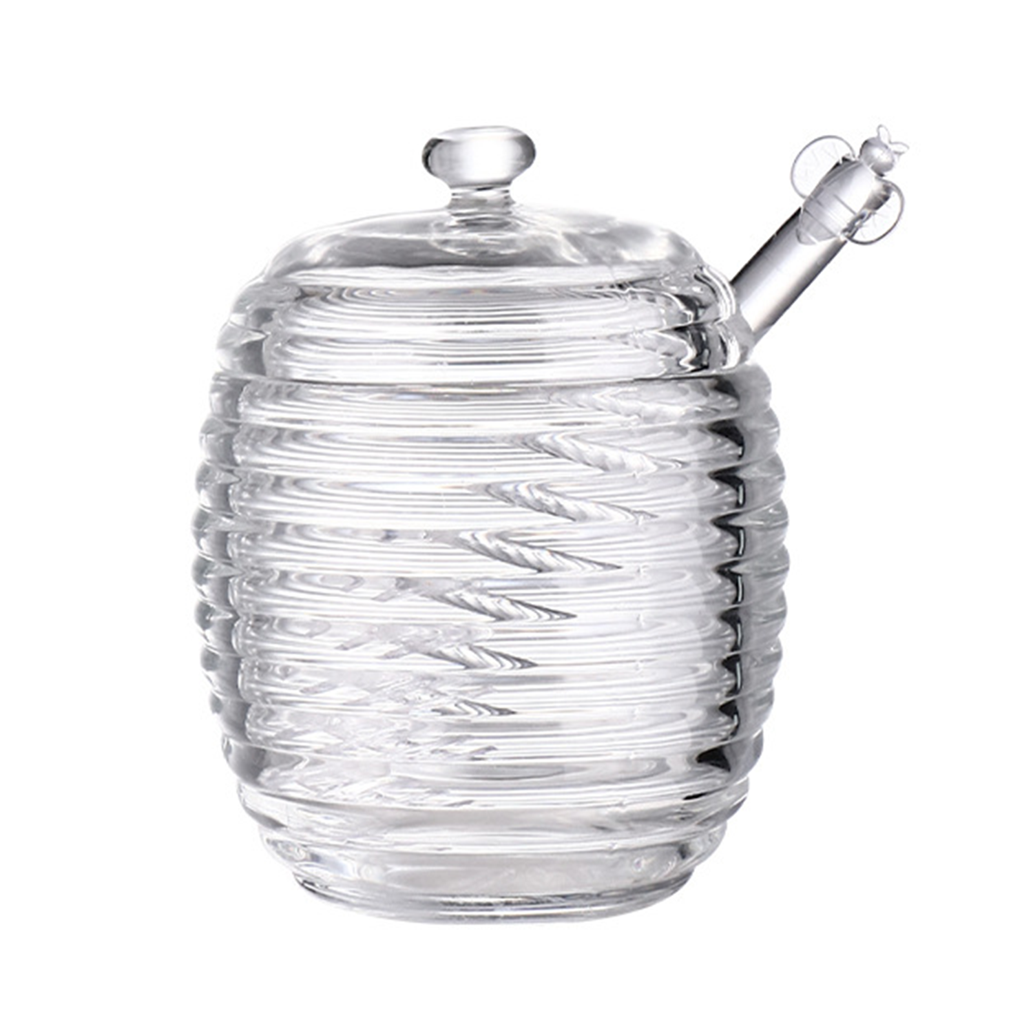 8oz Clear Glass Honey Jar w/ Dipper Stick 3