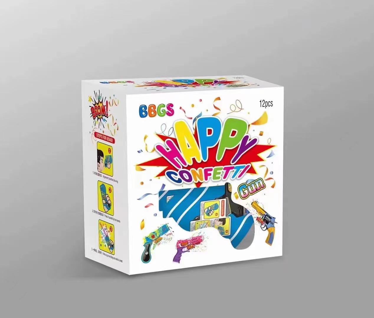 New Design Party Balloon Pop Handheld Push Exploding Glitter Confetti Cannon Party Popper Pistol Gun