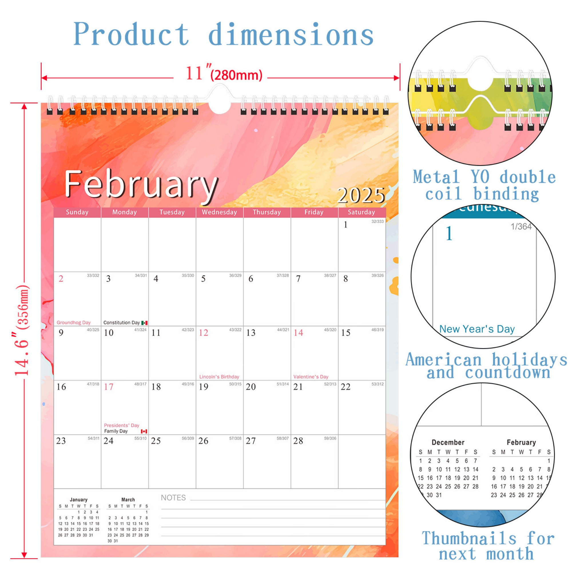18 Months 14"*11" Wall Calendar From Jan 2025 To June 2026 3