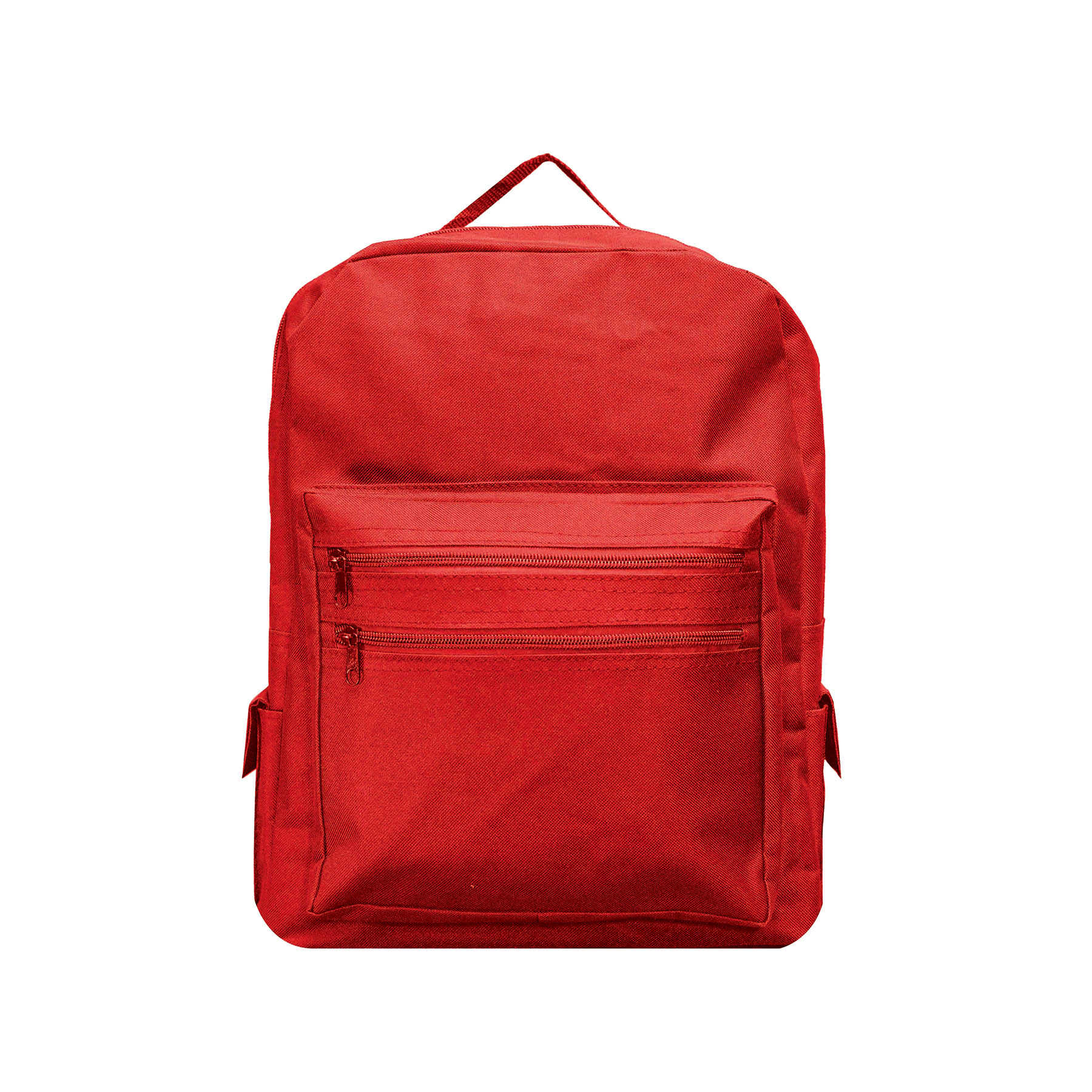 Backpack with large front compartment & 2 side pockets. 9
