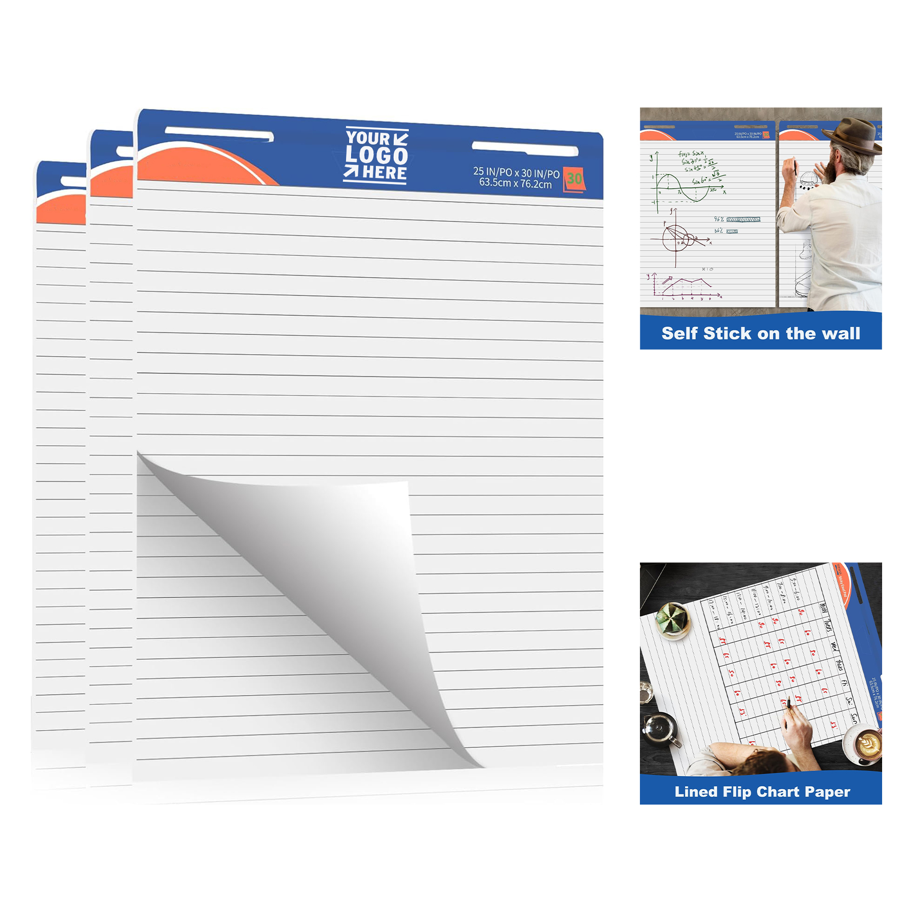 25" x 30" 30 Sheets Large Lined Flip Chart Easel Pad 2