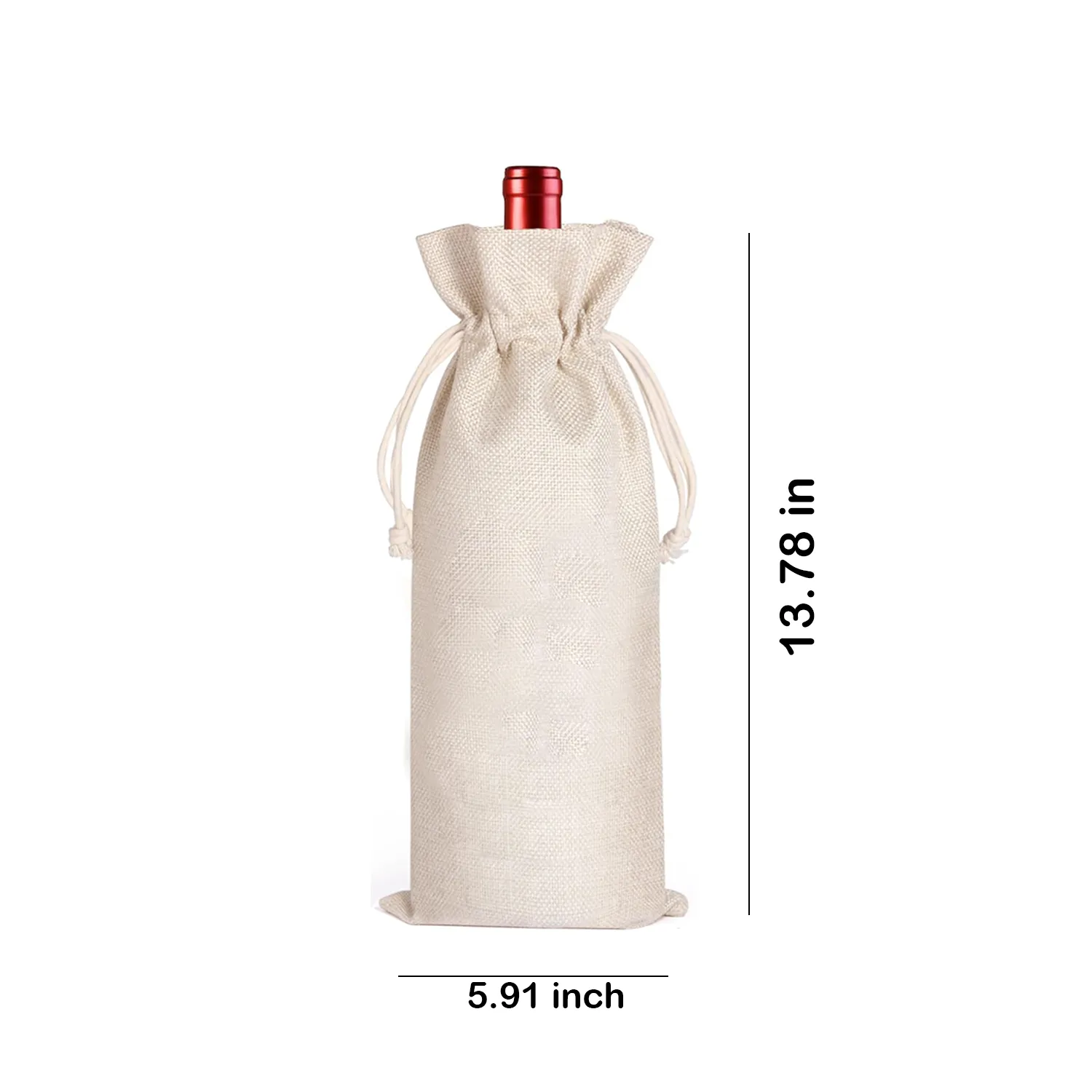 Burlap Drawstring Wine Bag 4