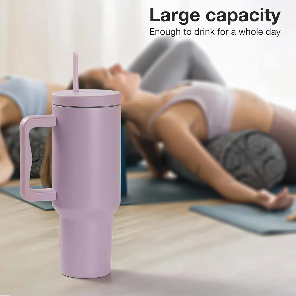 40 oz. Stainless Steel Tumbler with Handle and Straw Lid 4