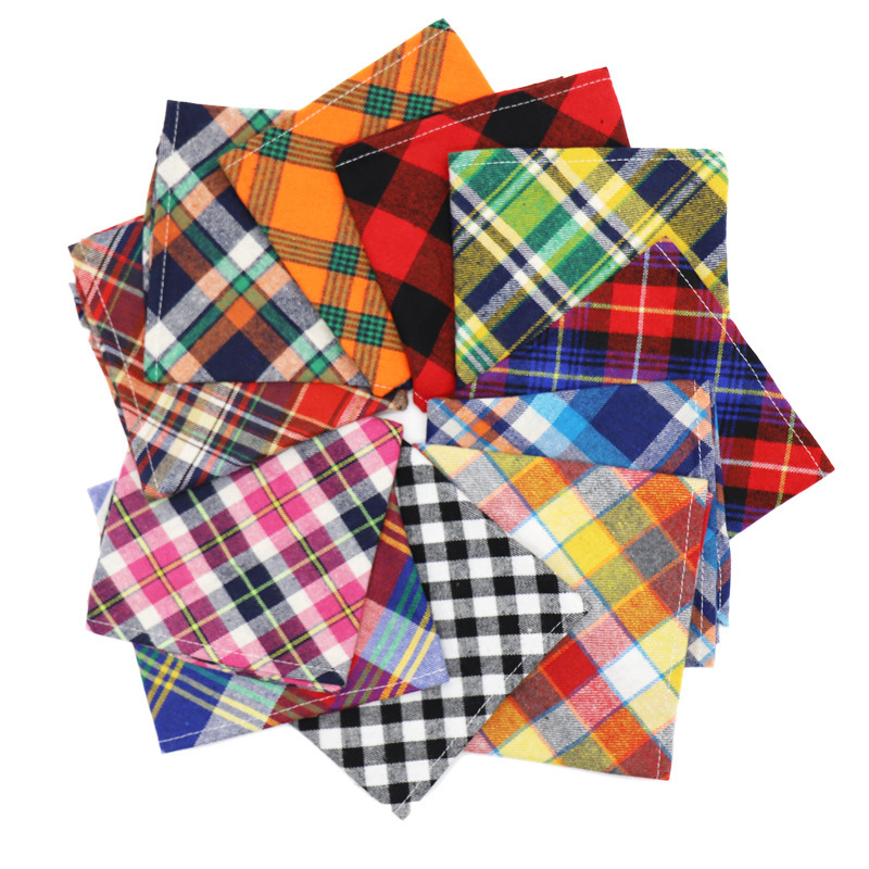 Dog Bandana Plaid Reversible Triangle Bibs Scarf 16