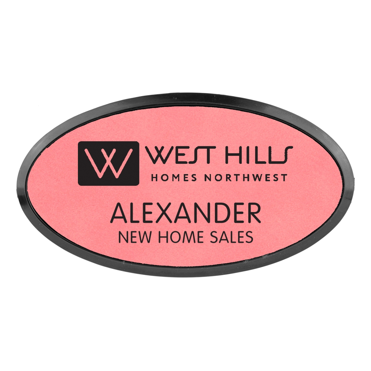Laser Engraved Leatherette Oval Framed Badge 3" x 1 1/2" 7