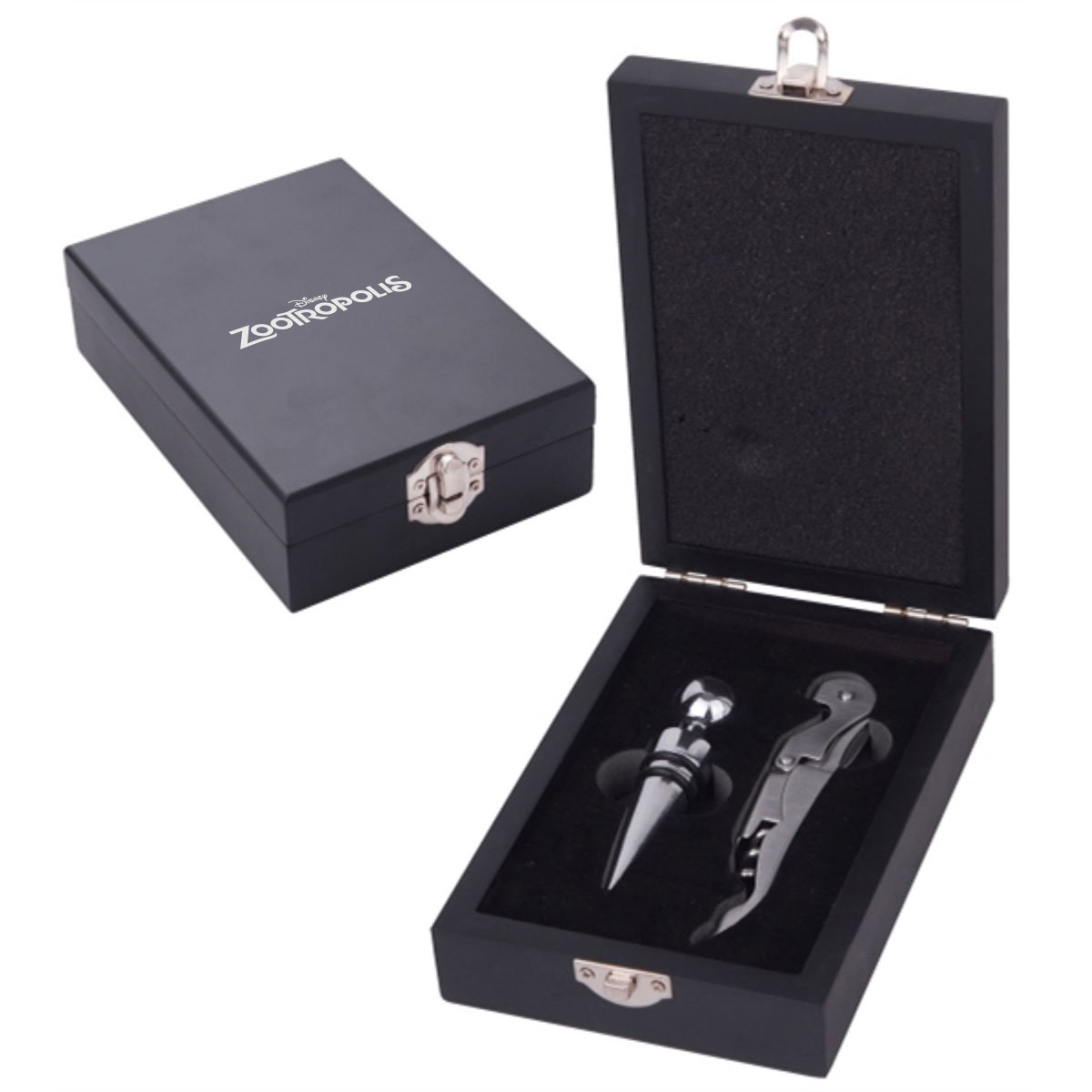 WineVault Veneto Wine Gift Set with Wine Opener, Stopper and Black Wooden Case 7