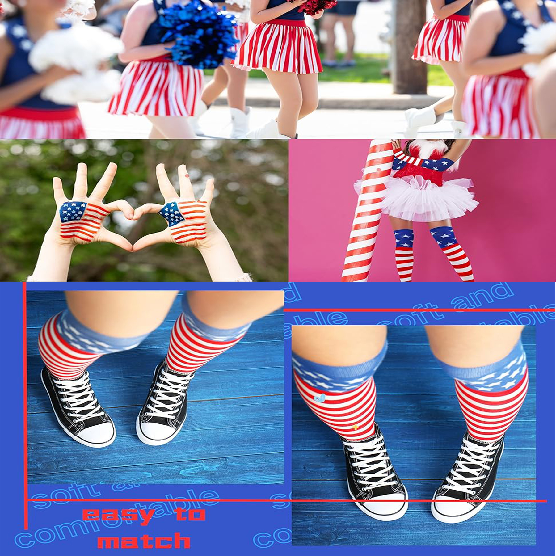 Striped Knee High Socks and Winter Gloves Bundle 6
