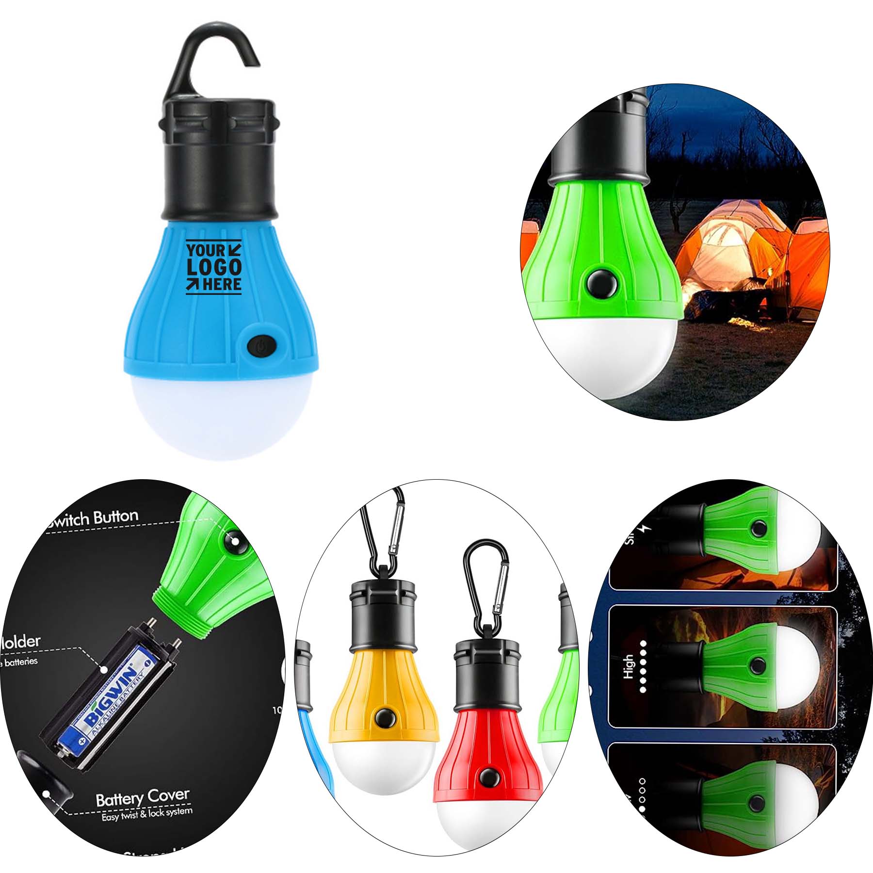 Hiking Tent Lamp Portable Camping LED Lantern Hurricane Emergency Light Bulb with Clip Hook   2