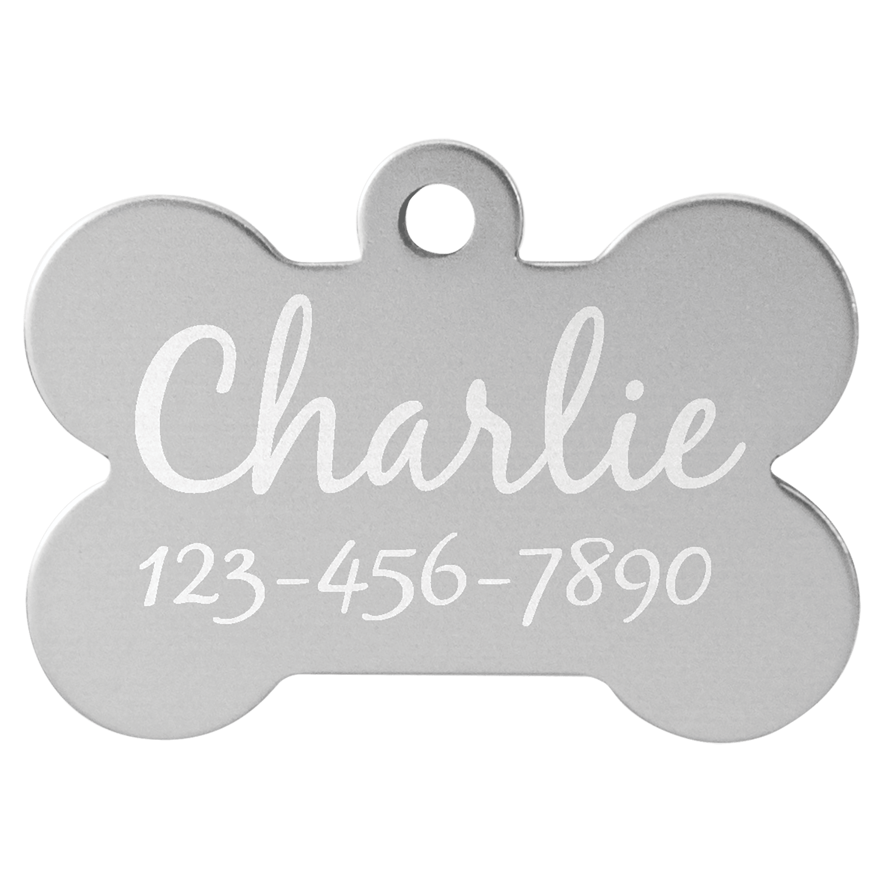 1 1/2" x 1" Silver Anodized Aluminum Bone Pet Tag 1