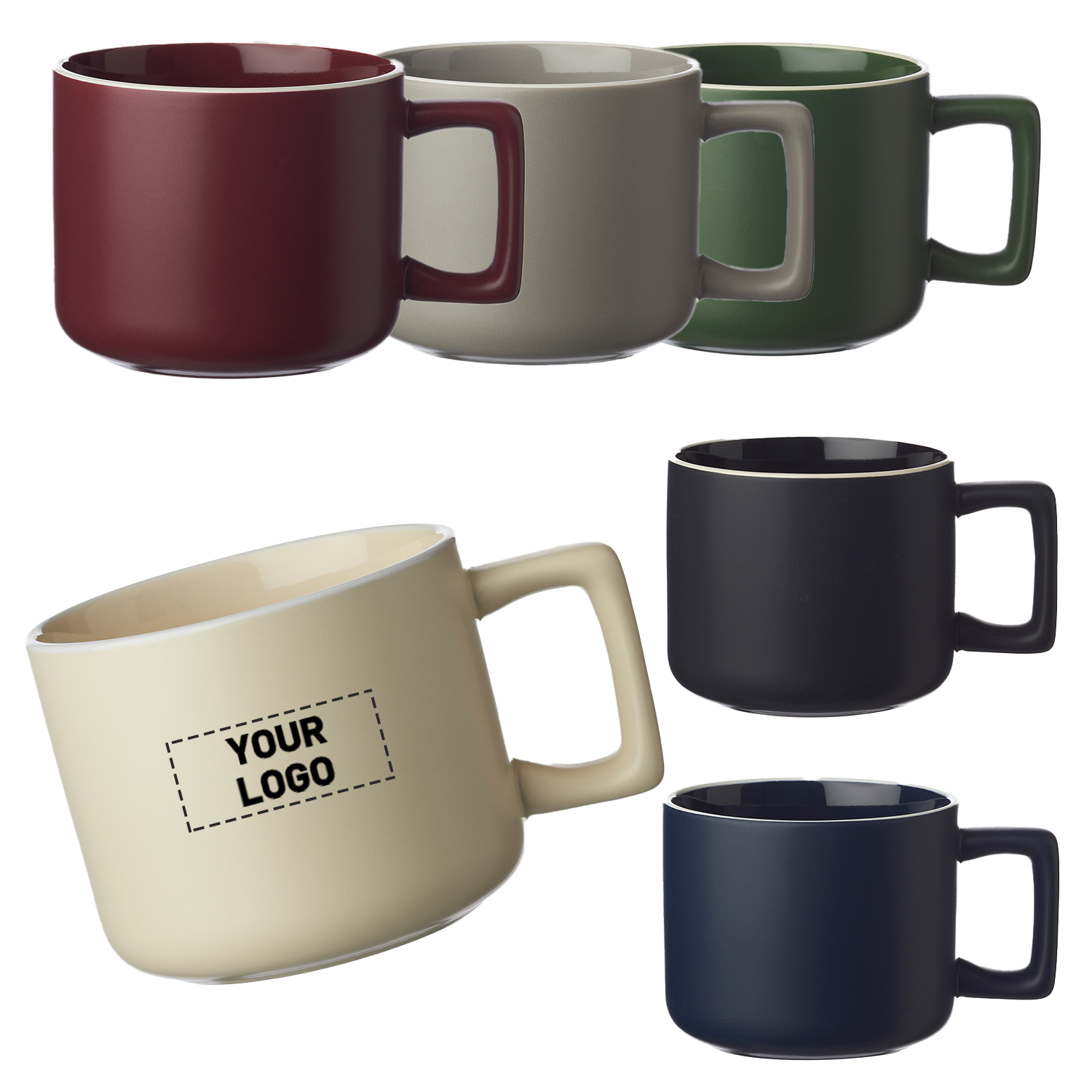 Stylish White Rim Ceramic Mug, 11 oz. 9