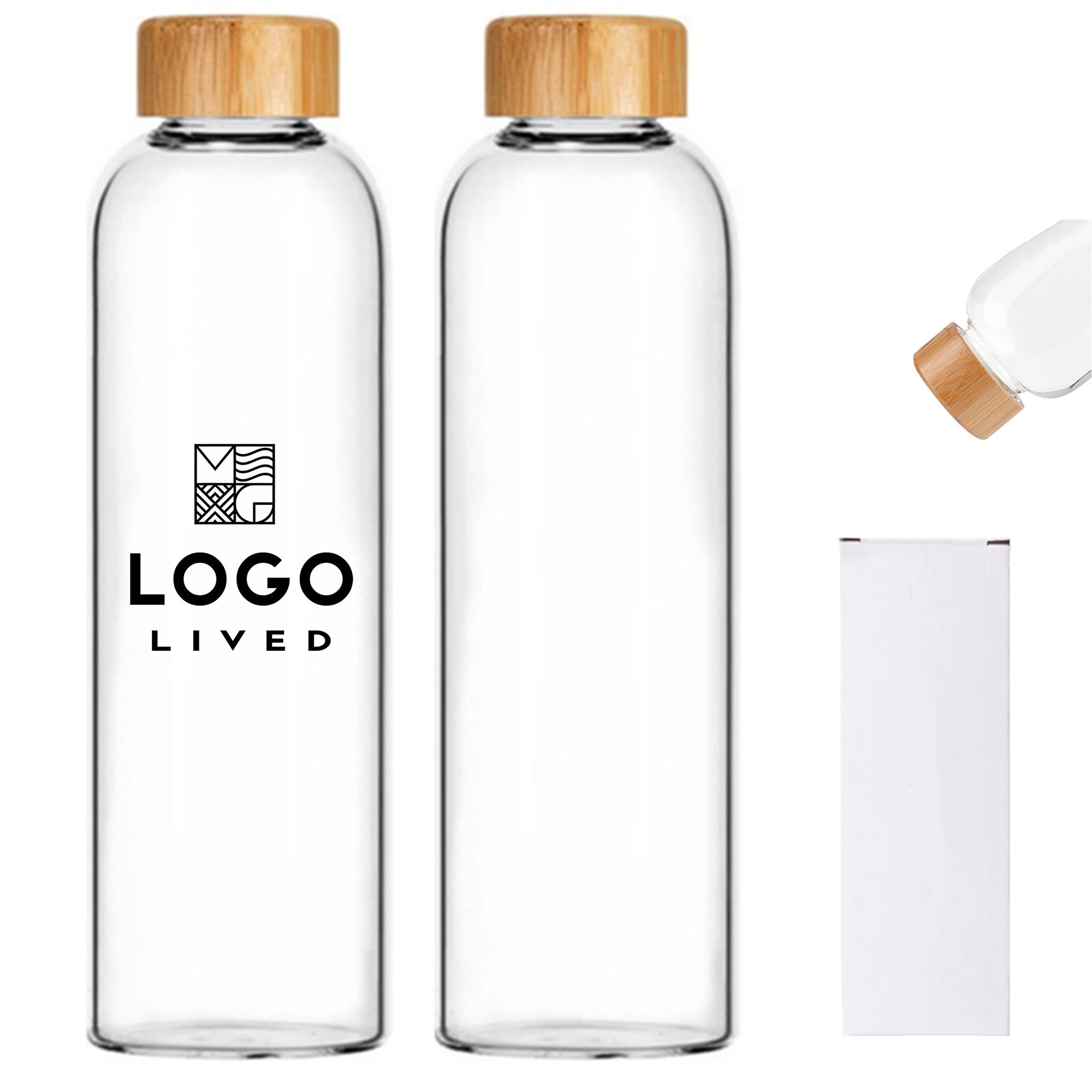 17 Oz Borosilicate Glass Water Bottle with Bamboo Lid 2