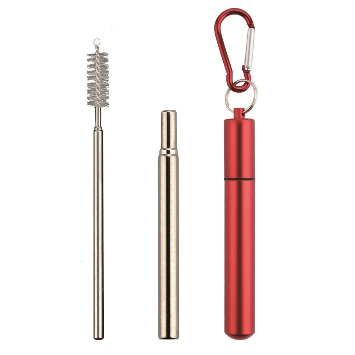 Collapsible Portable Metal Reusable Straws with Clean Brush 4