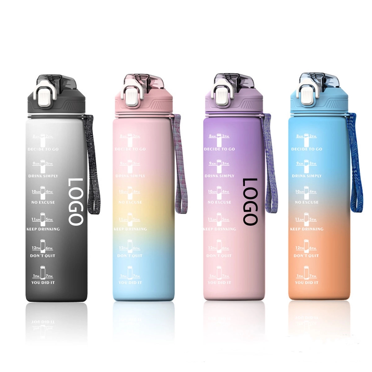 32Oz Fitness Water Bottle With Time Marker And Straw 2