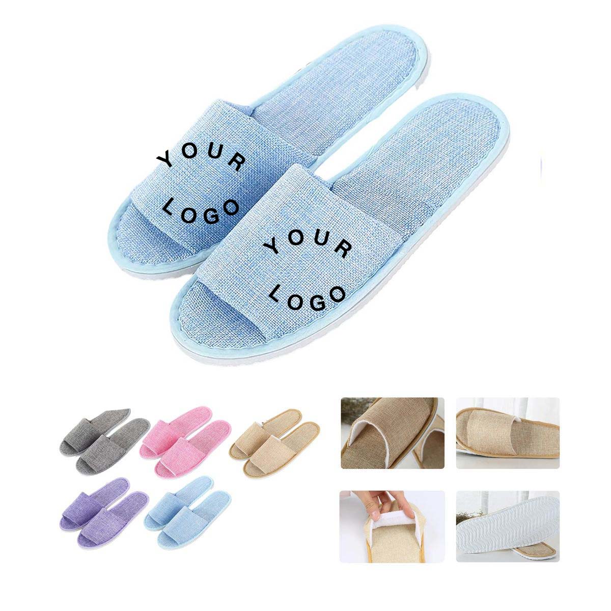 Breathable Linen Hotel Slippers for Spa and Travel 3